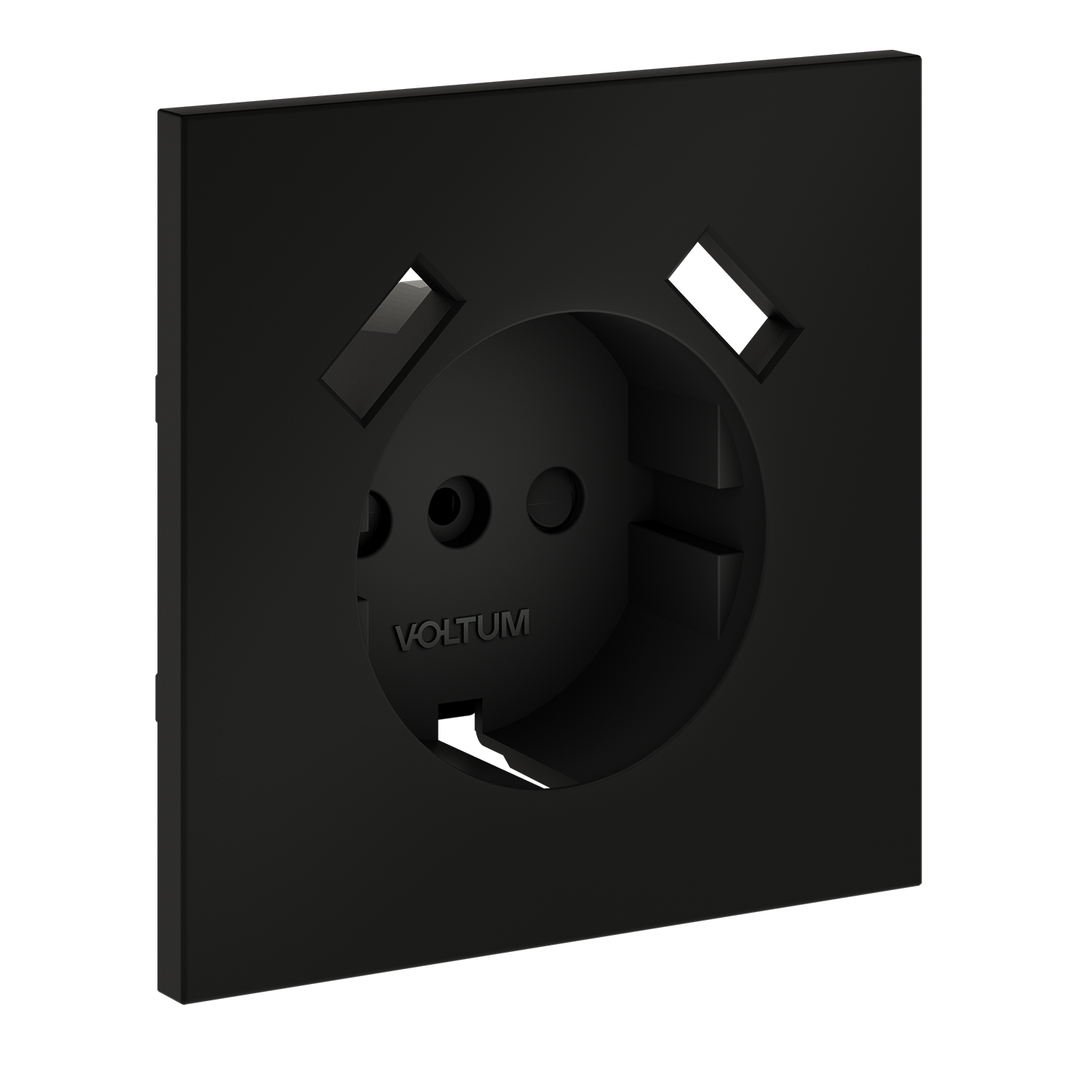 Накладка для розетки с заземлением и защитными шторками, с USB A+A, черный матовый Voltum S70 VLS000908, Пластик Soft touch