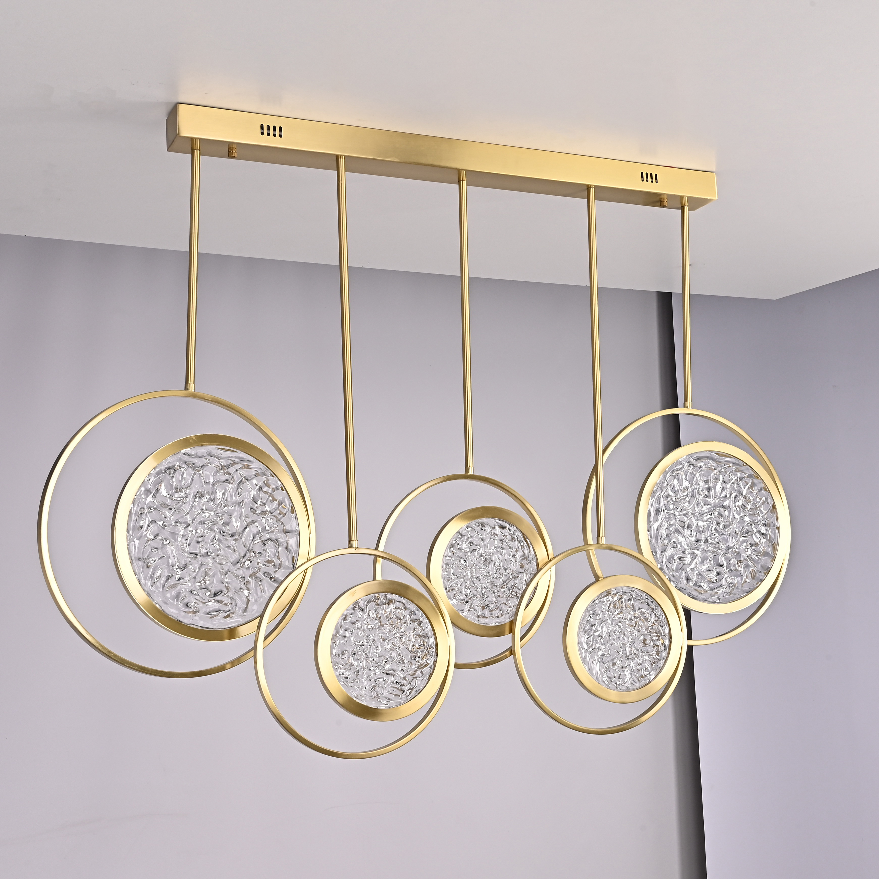 Дизайнерская люстра на штанге ЛУНА lighting collection L100 42*18*18 см, 5*LED*11W, 3000K, ImperiumLoft CAMEO01, Золотистый