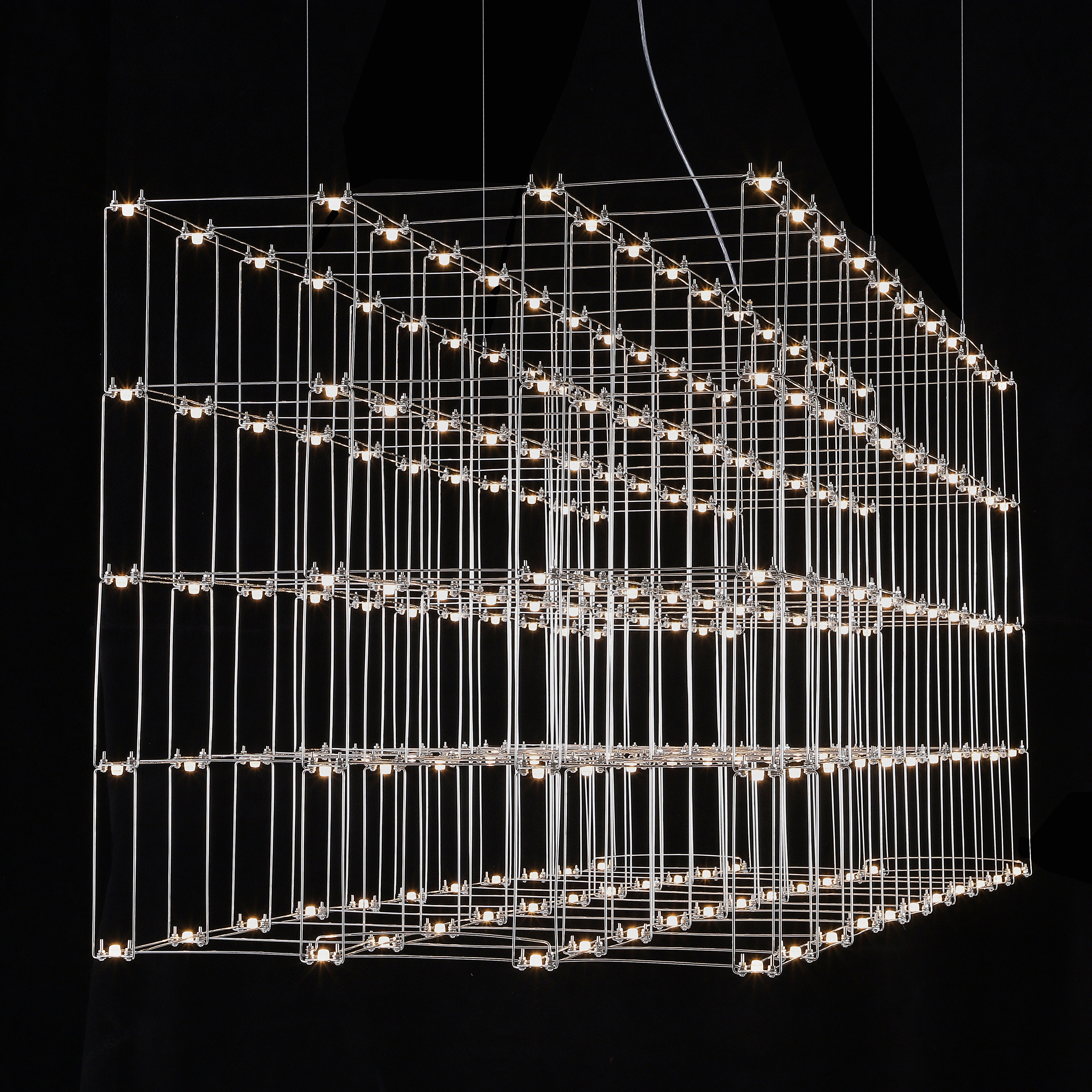 Подвесная люстра Quasar Cosmos Square LED pendant light 80/80/200 200*80*80 см, 220*LED*1W, ImperiumLoft 40.2440, Серебристый