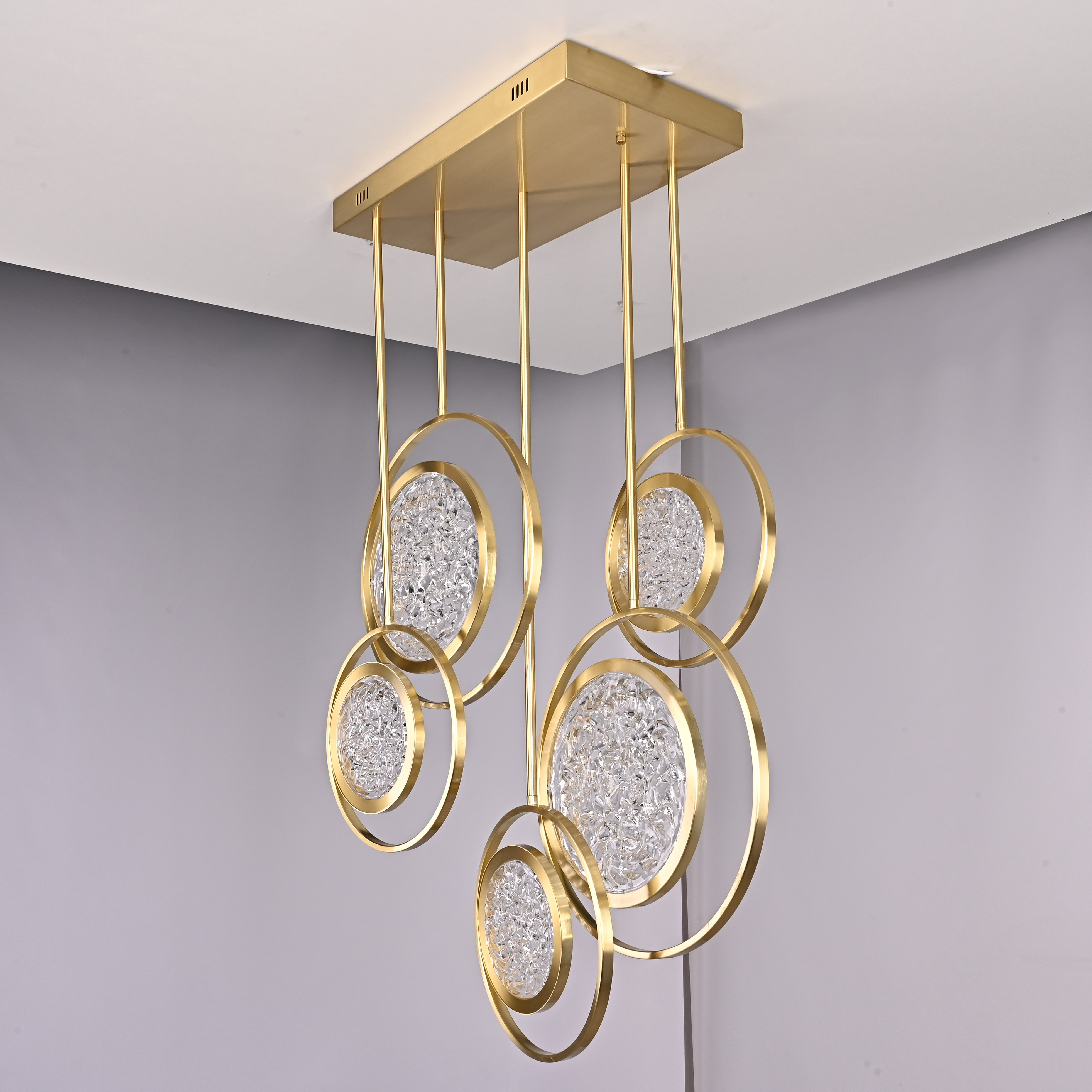 Дизайнерская люстра на штанге ЛУНА lighting collection L60 42*18*18 см, 5*LED*11W, 3000K, ImperiumLoft CAMEO01, Золотистый