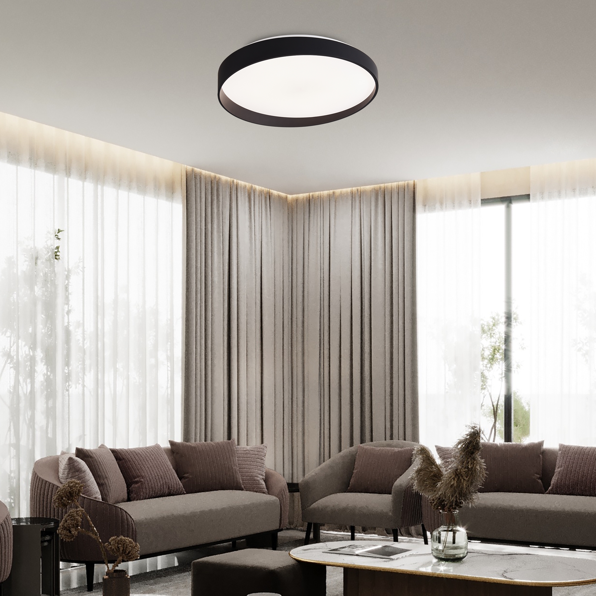 Светильник *50*-9 см, *LED*84W, 3000-7000K, Freya Пасс/Pass FR6222CL-L84B, Черный