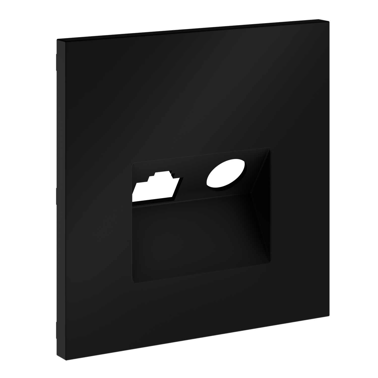 Накладка для розетки TV+RJ45 кат. 6, черный матовый Voltum S70 VLS002708, Пластик Soft touch