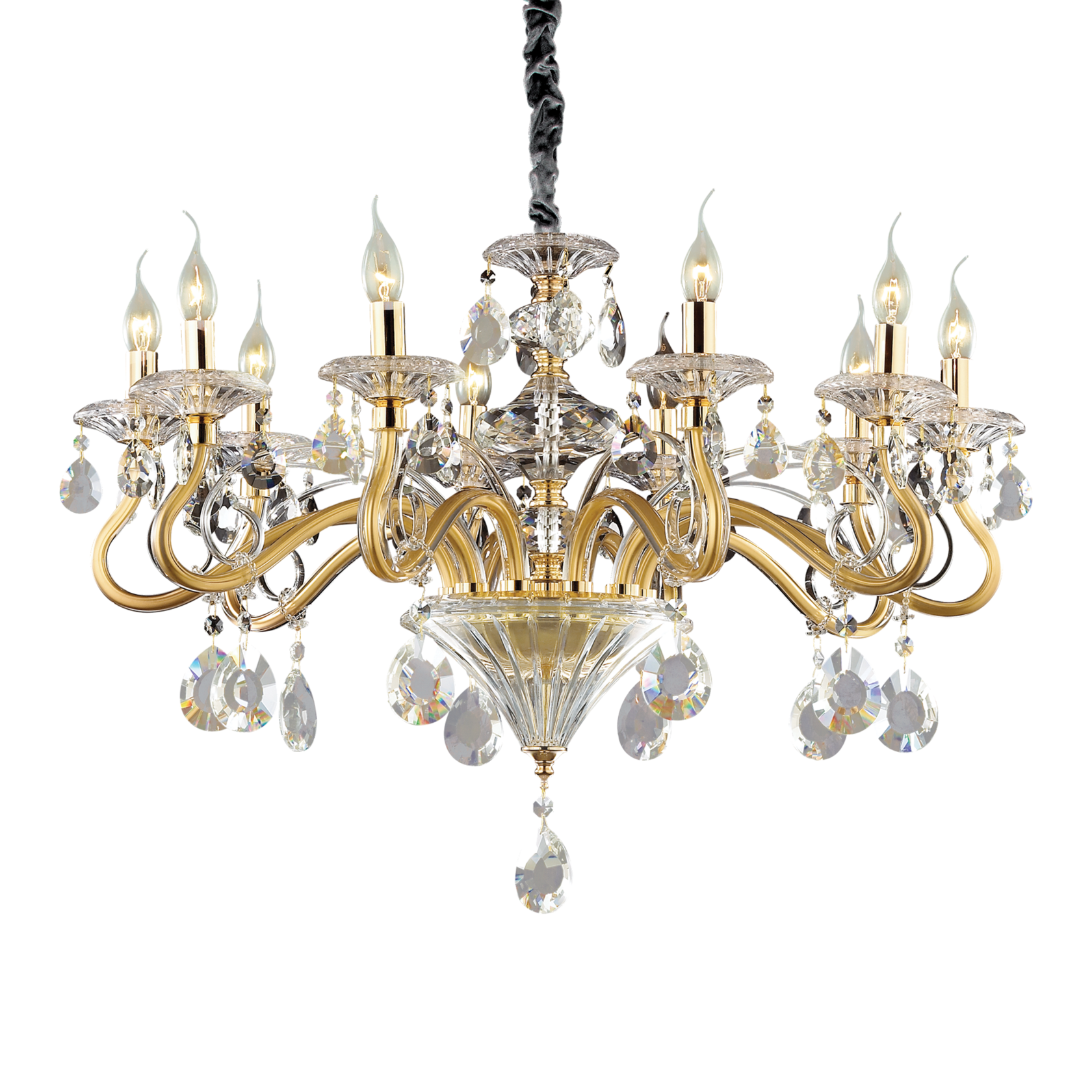 Люстра подвесная ideal lux Negresco SP10 макс.10x40Вт Е14 Золото 087771. 82/61/34 см