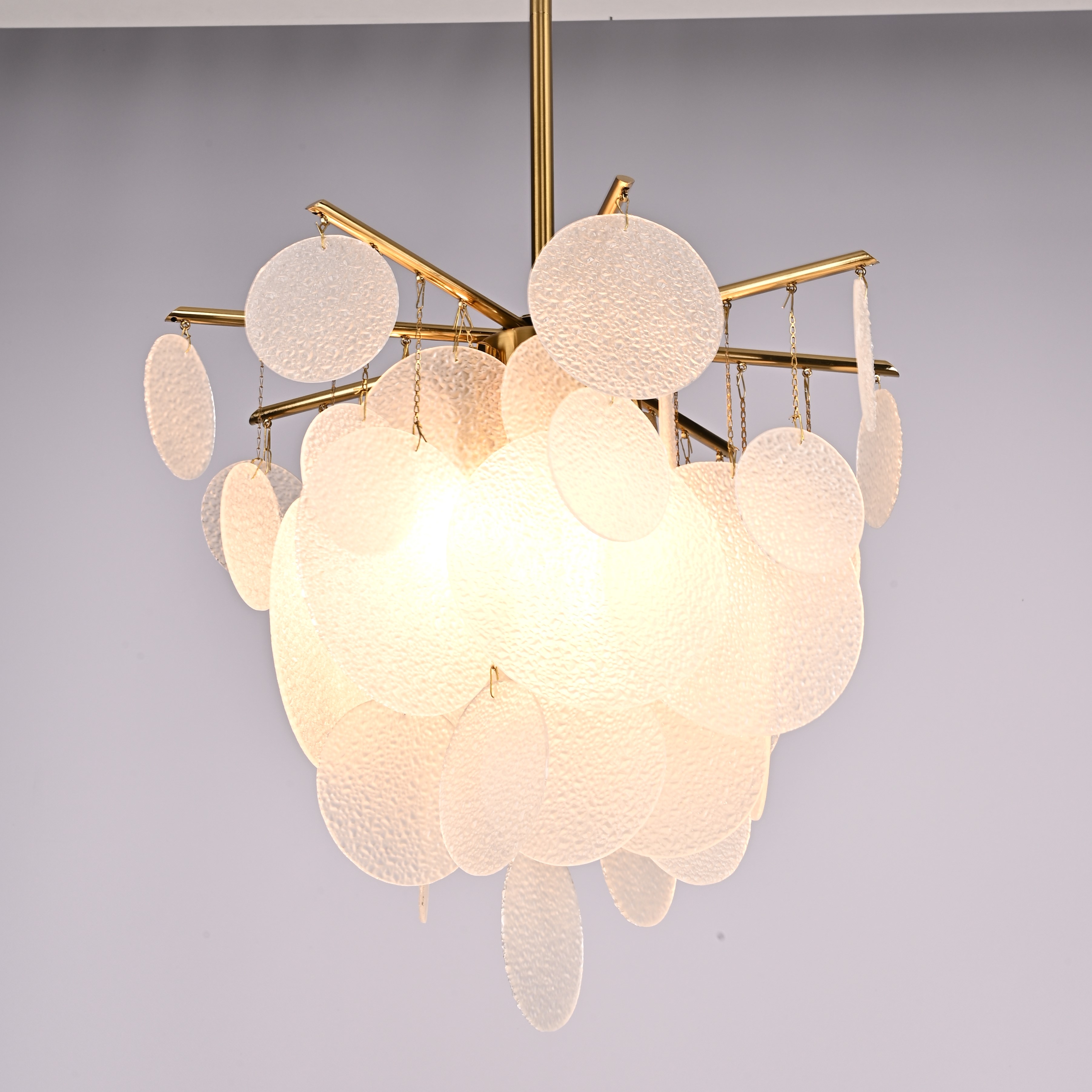 Люстра на штанге Nimbus glass D43 43*43*43 см, 6*E14*40W, ImperiumLoft 313265-22, Латунь