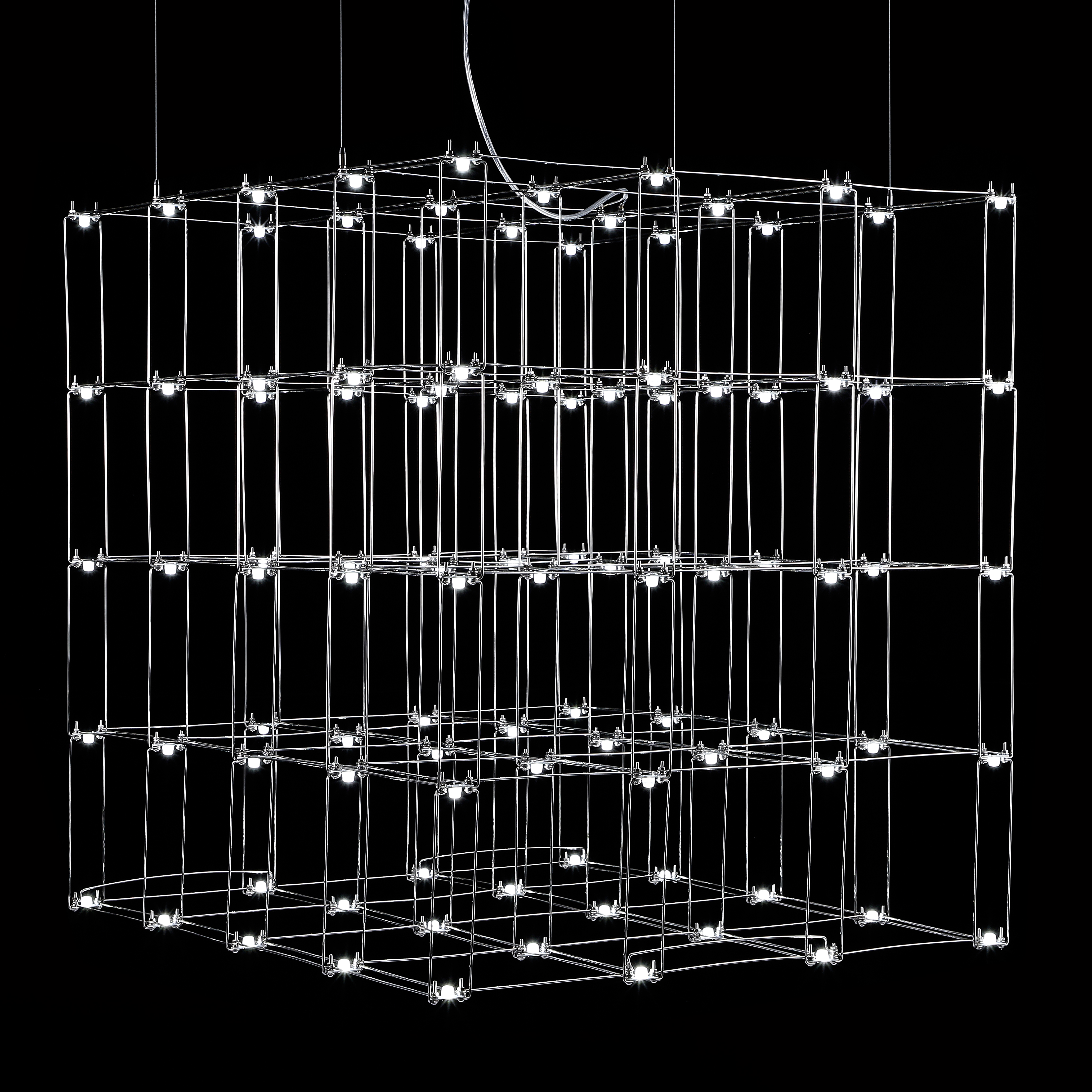 Подвесная люстра Quasar Cosmos Square LED pendant light 80/80/80 80*80*80 см, 100*LED*1W, ImperiumLoft 40.2440, Серебристый
