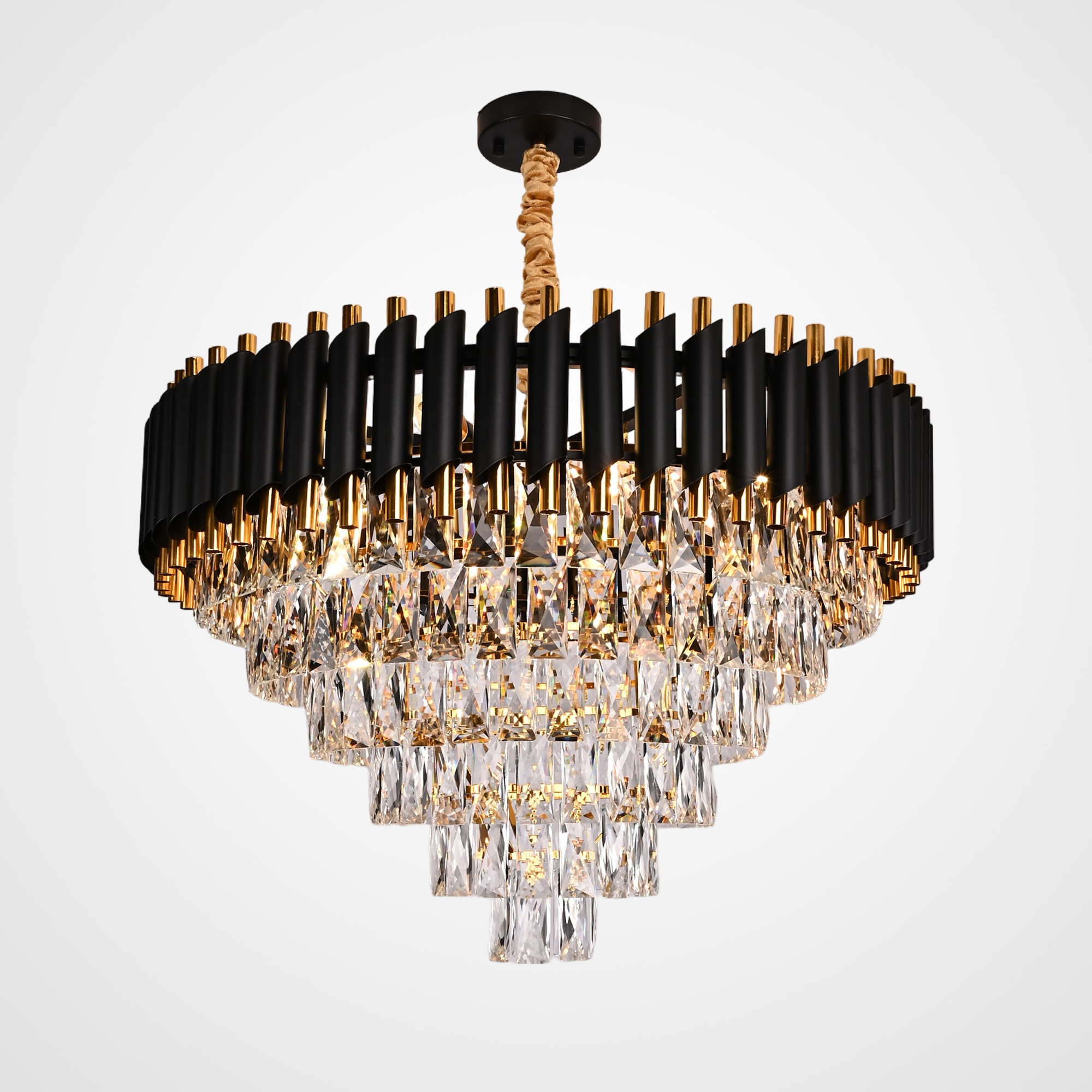 Подвесная люстра Empire Black Chandelier Crystal D 70 70*70*140 см, 8*E14*40W, ImperiumLoft 40.2862, Чёрный, Золотистый, Серебристый