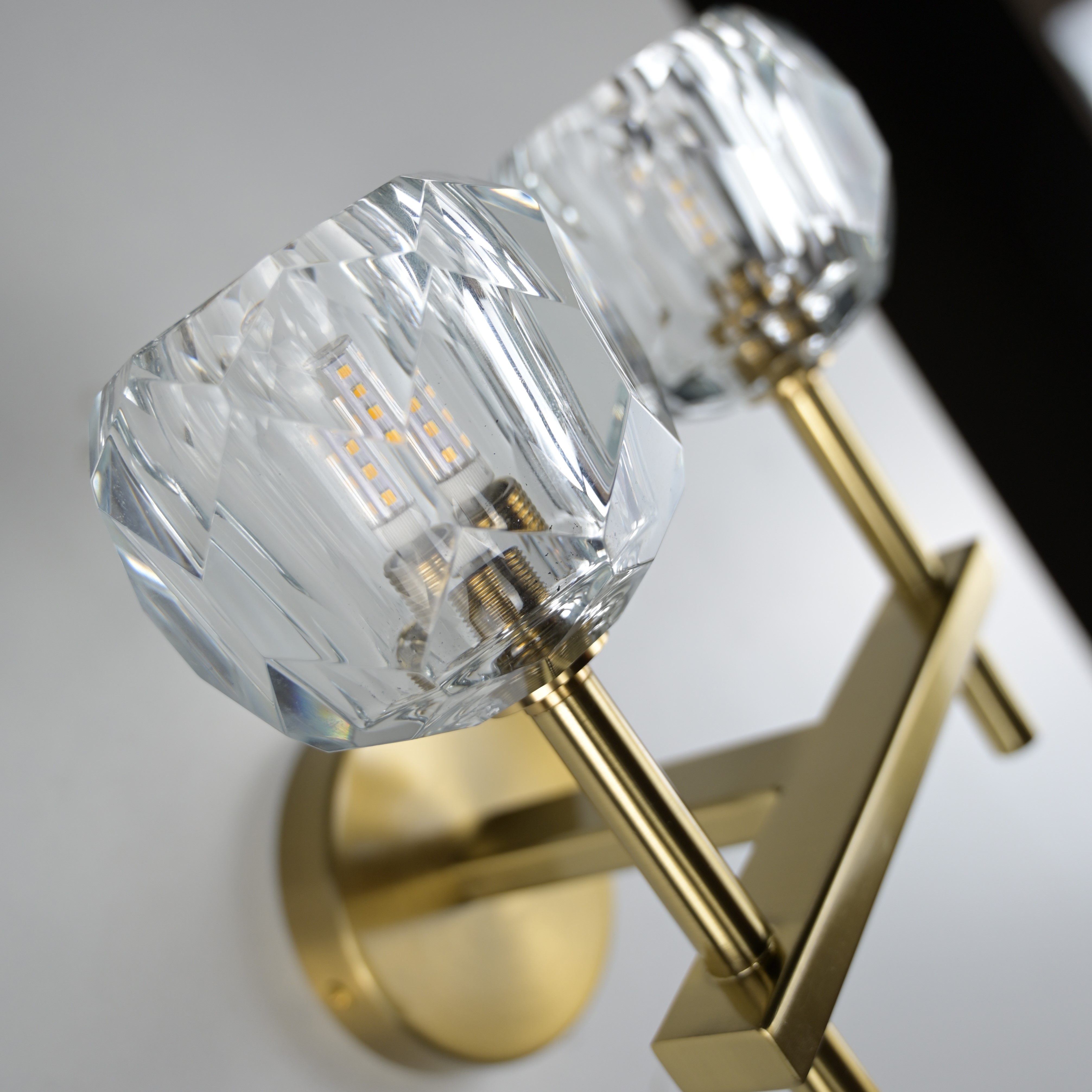 Бра Boule de Cristal Double Sconce Brass 16*13*22 см, 2*G9*40W, ImperiumLoft 44.233, Бронзовый