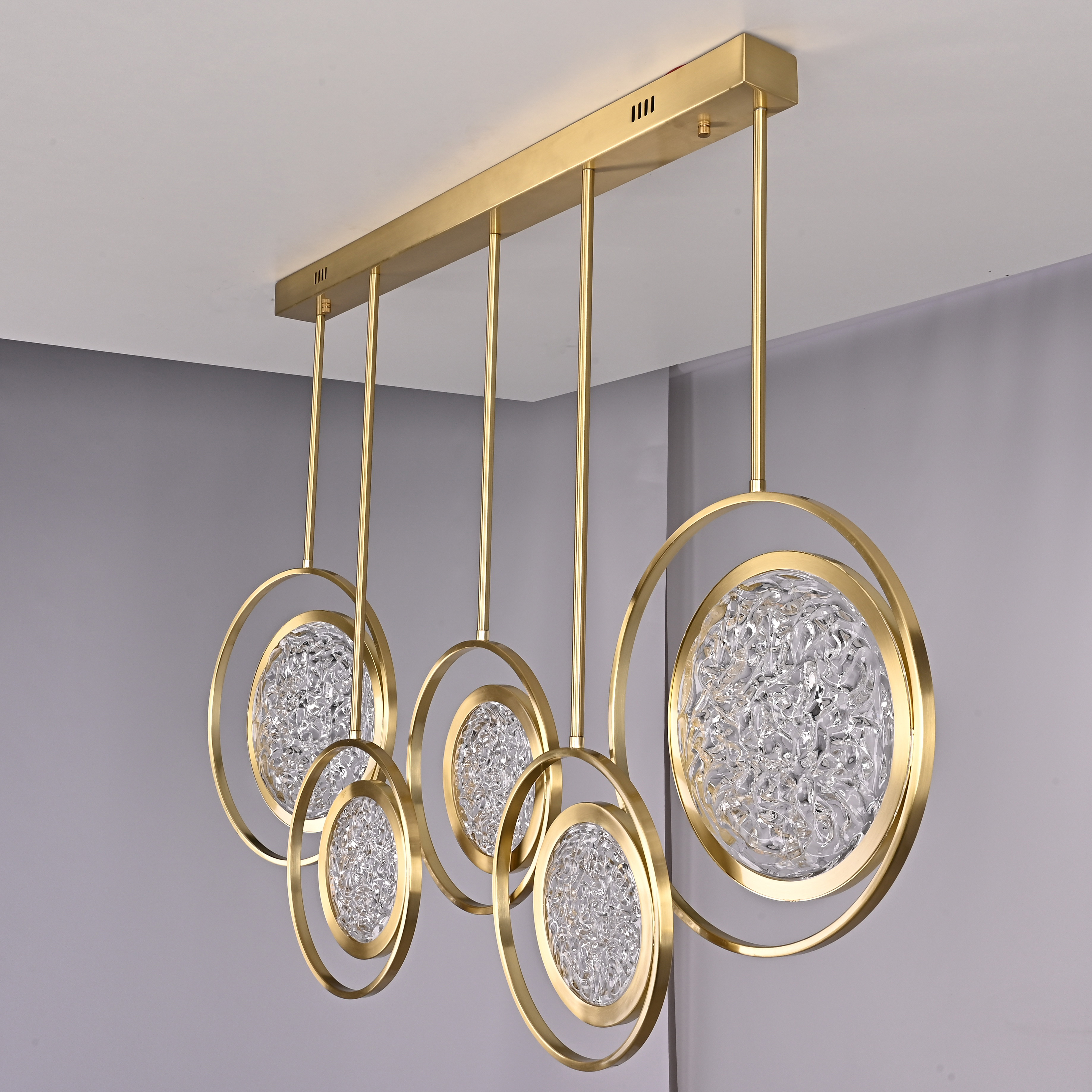 Дизайнерская люстра на штанге ЛУНА lighting collection L100 42*18*18 см, 5*LED*11W, 3000K, ImperiumLoft CAMEO01, Золотистый