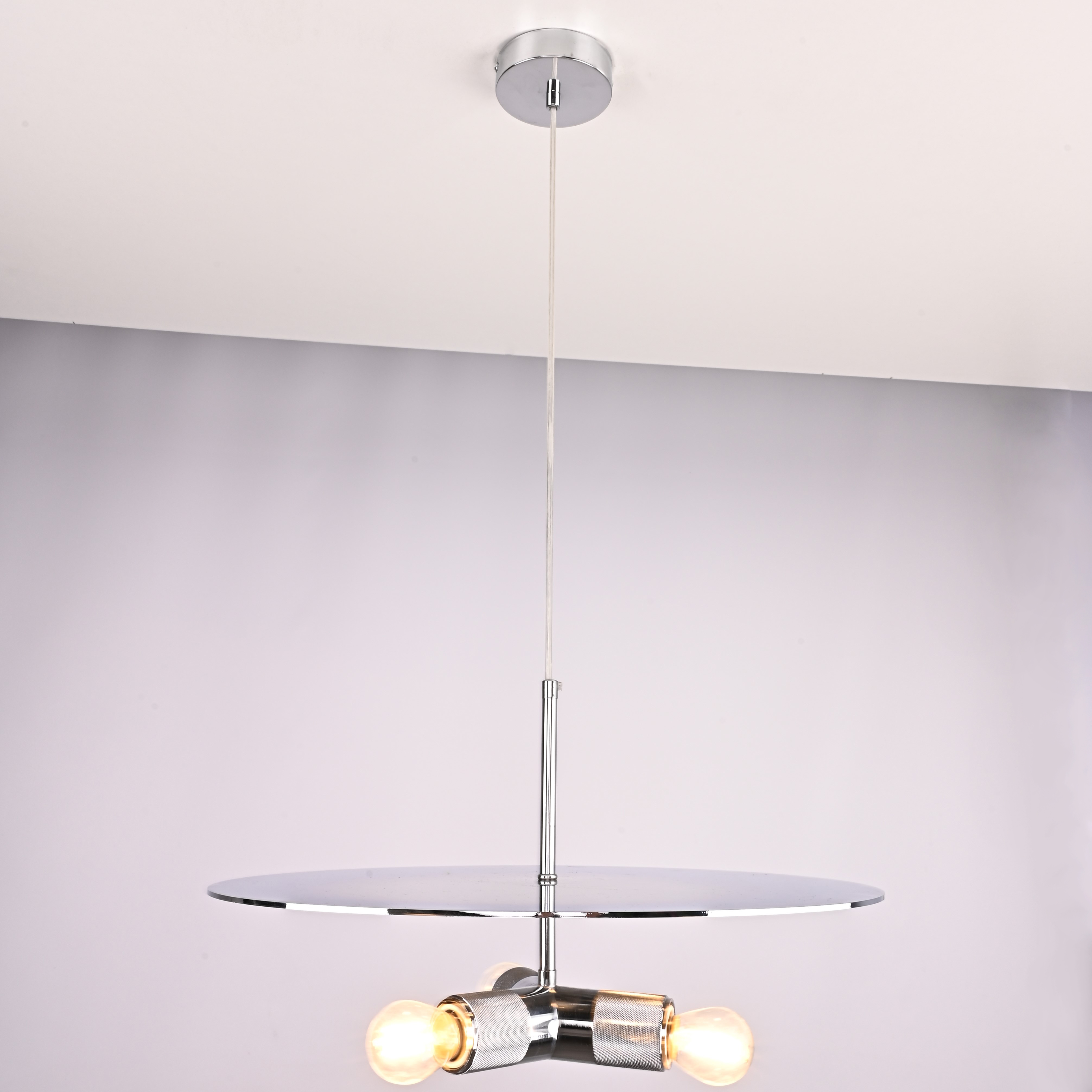 Люстра RH Utilitaire Disk Triple Pendant Silver 46*46*21 см, 3*E27*60W, ImperiumLoft 40.2341, Никель