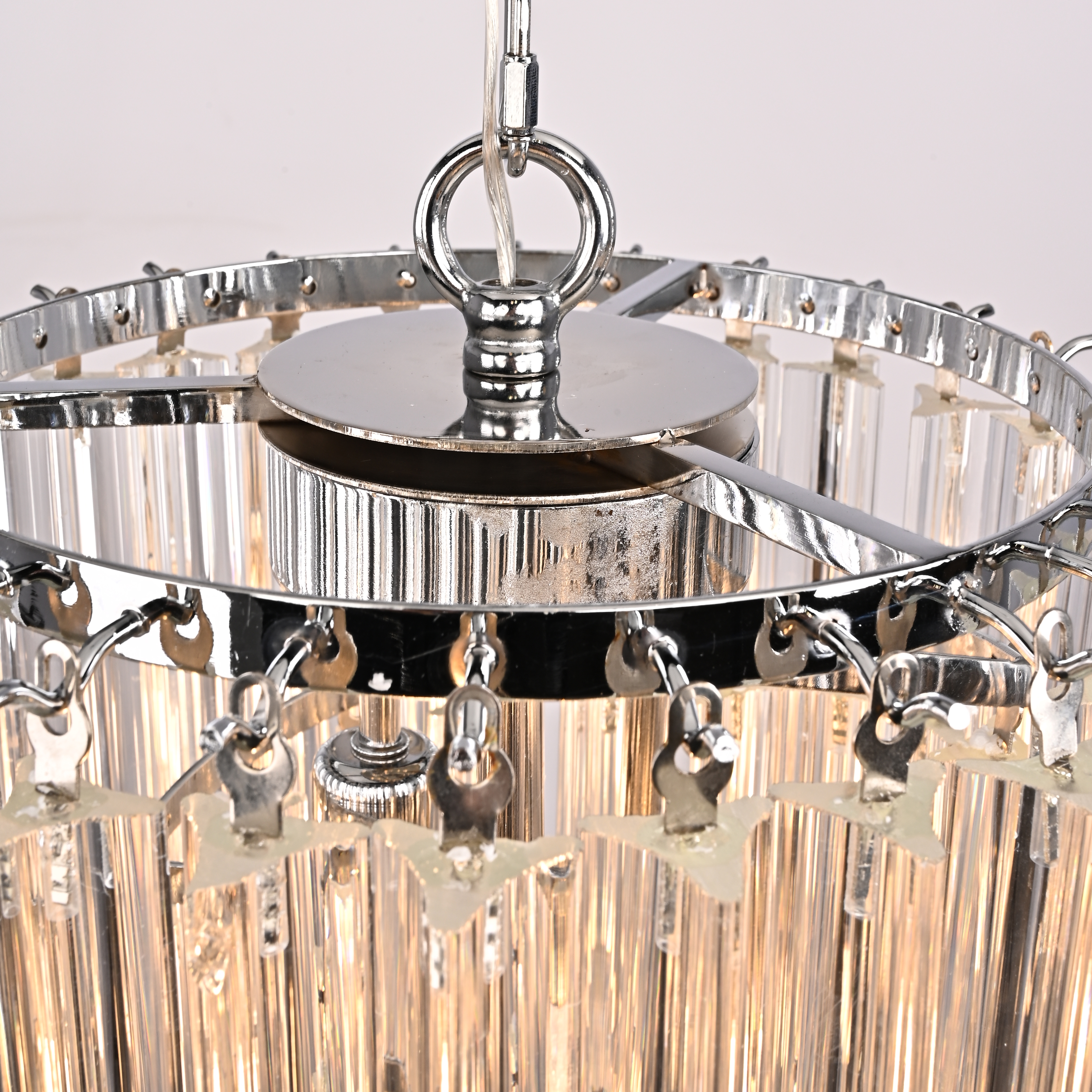 Подвесная люстра Odeon Chandelier Glass Clear 30*30*69 см, 3*E14*40W, ImperiumLoft 40.1929-2, Хром