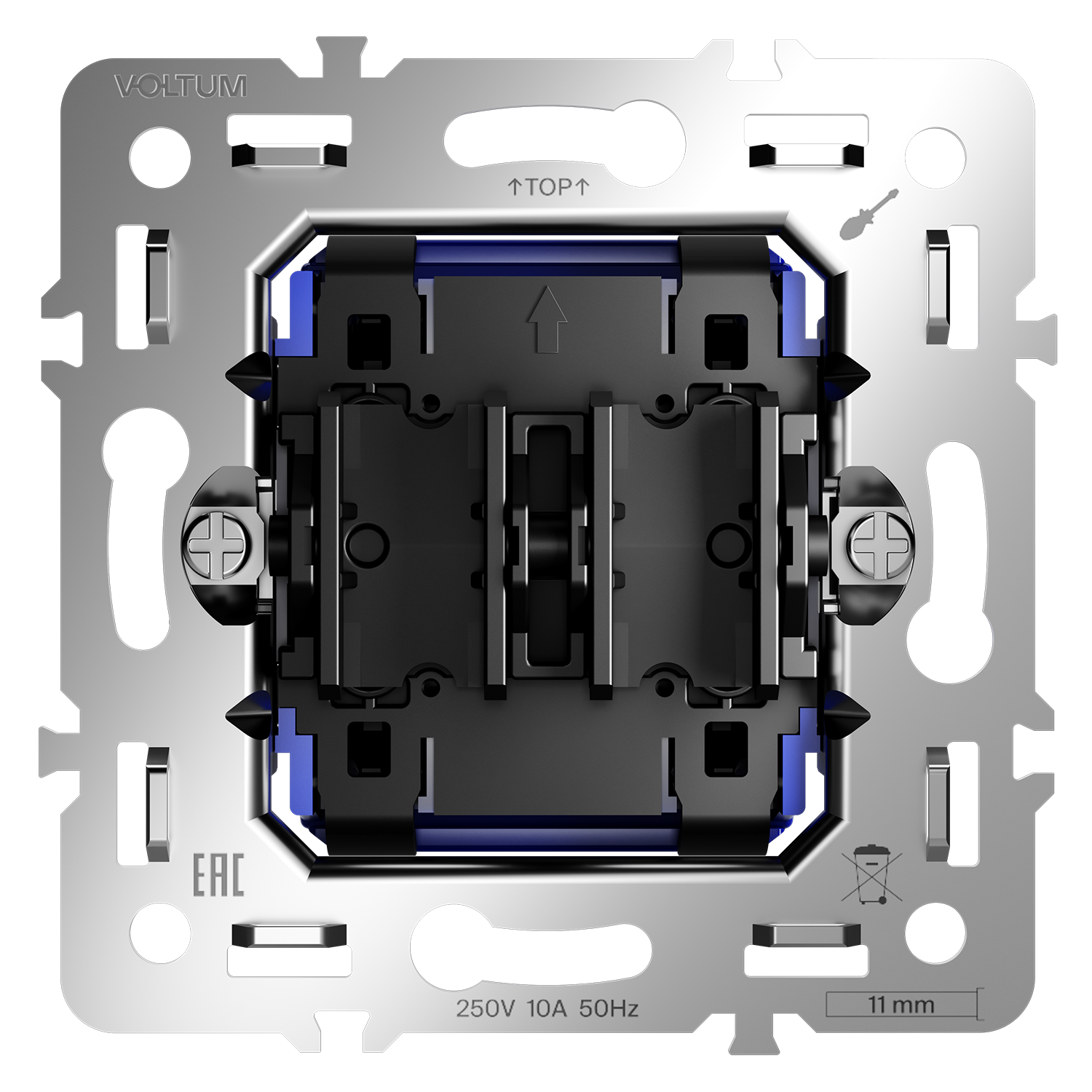 Механизм выключателя двухклавишного 10А, S70 Voltum S70 VLS0201M, Металл