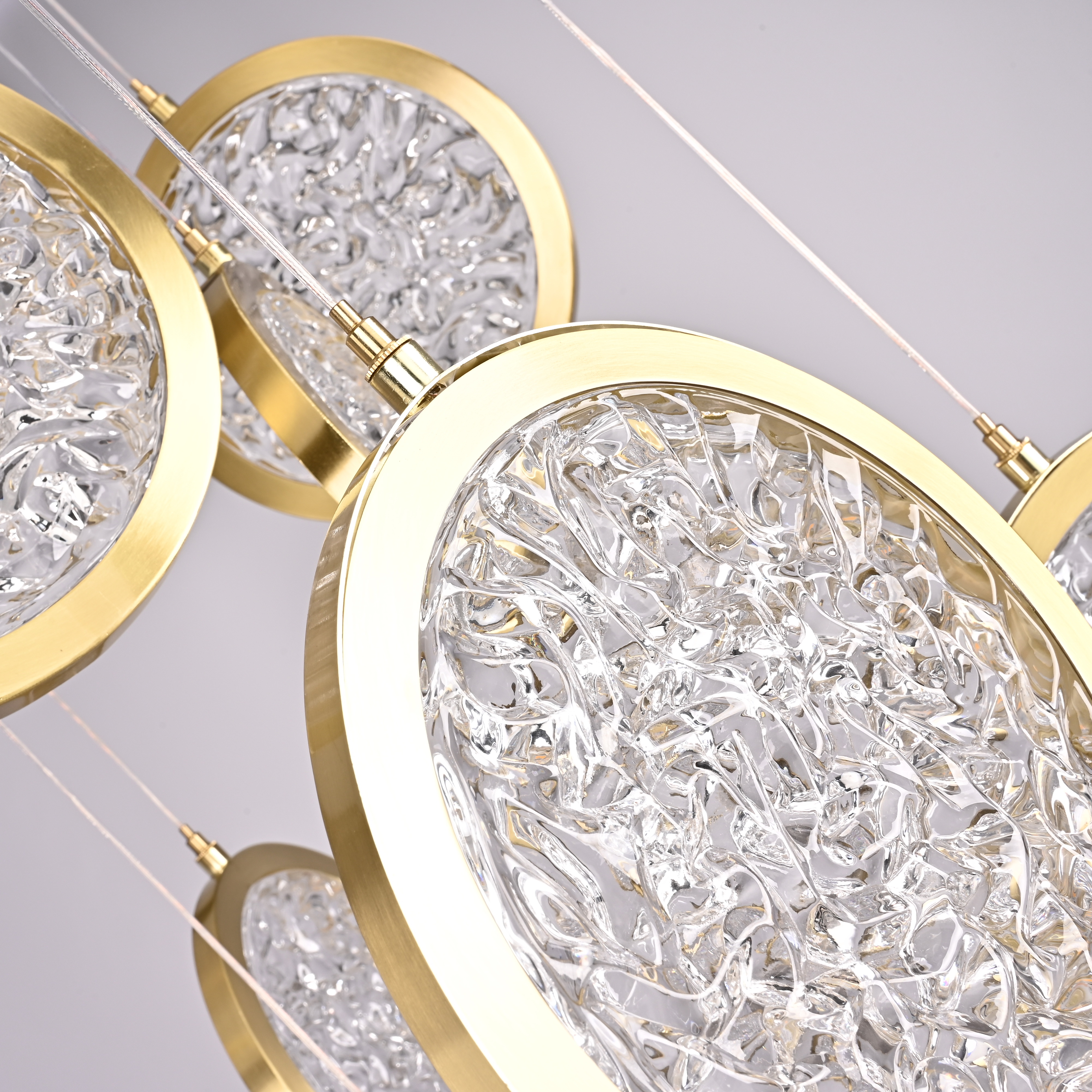 Дизайнерская подвесная люстра ЛУНА lighting collection D50 76*15*15 см, 9*LED*10W, 3000K, ImperiumLoft CAMEO01, Золотистый