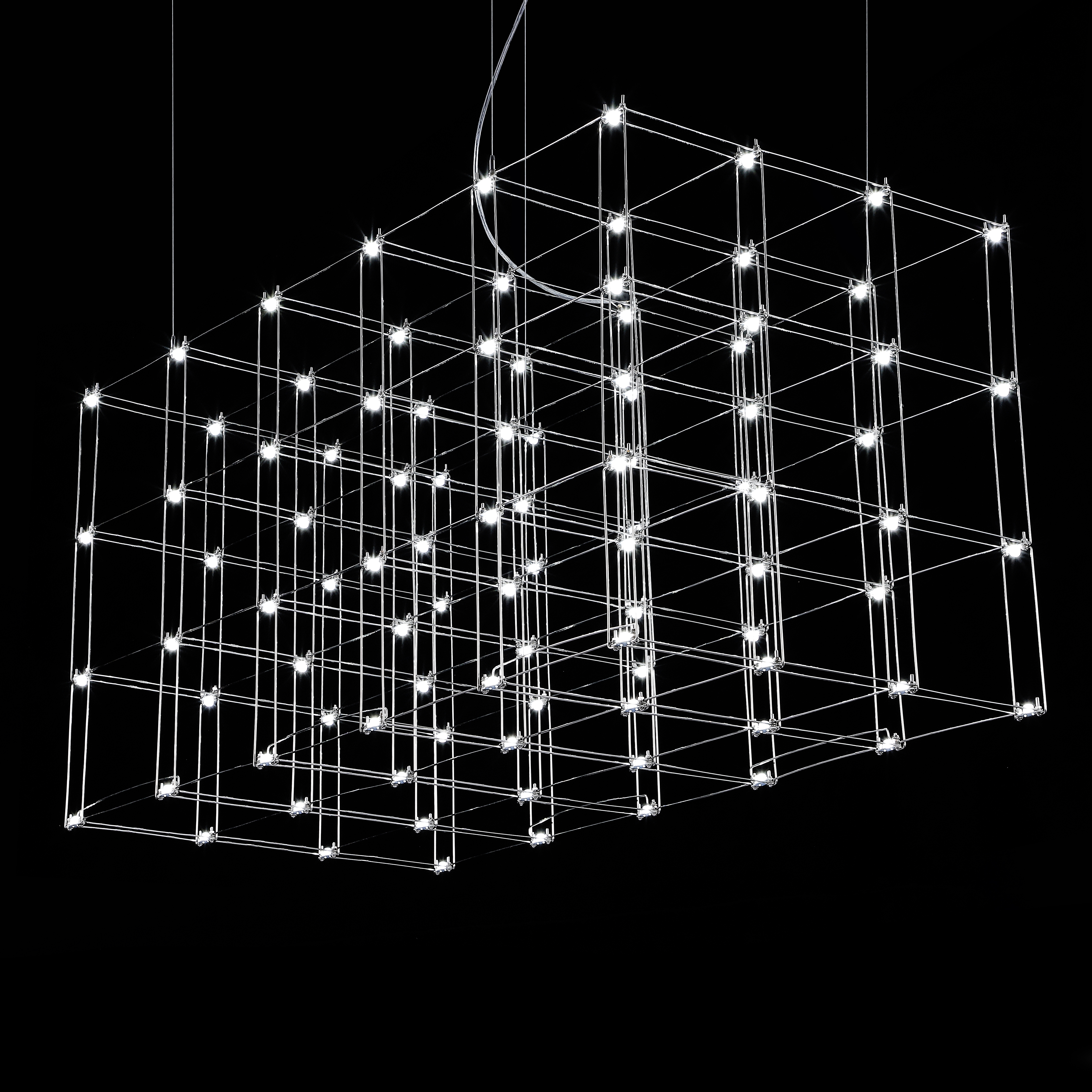 Подвесная люстра Quasar Cosmos Square LED pendant light 120/60/60 120*60*60 см, 96*LED*1W, ImperiumLoft 40.2440, Серебристый