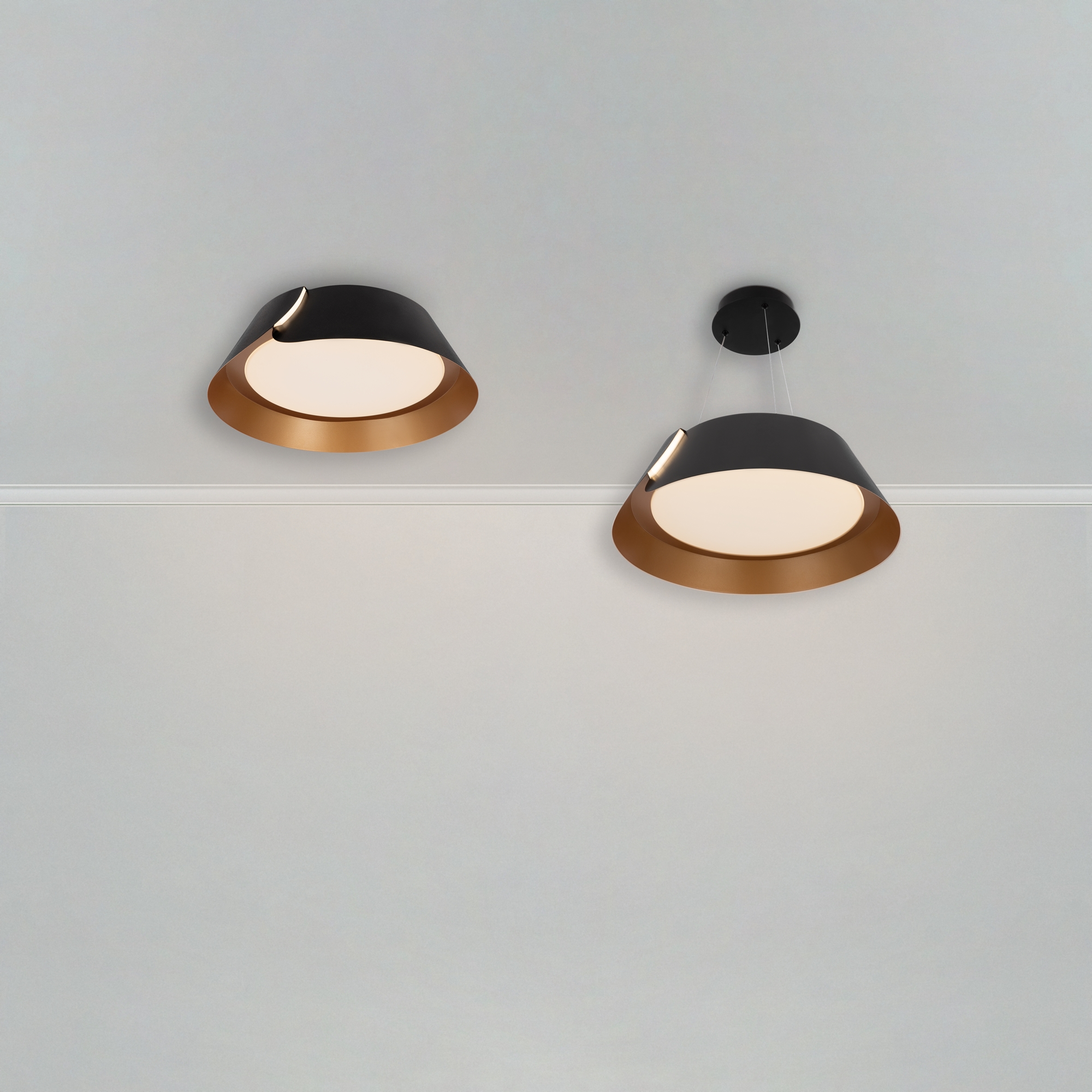 Светильник *50*-15 см, *LED*65W, 3000-7000K, Freya Портал/Portal FR6092CL-L72GB, Черный с Золотом