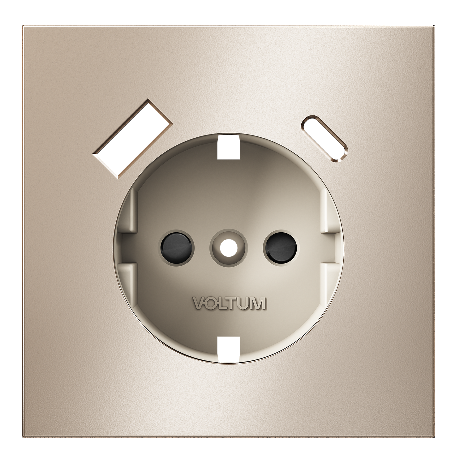 Накладка для розетки с заземлением и защитными шторками, с USB A+C, S70 Metal, платина Voltum VLSM001010