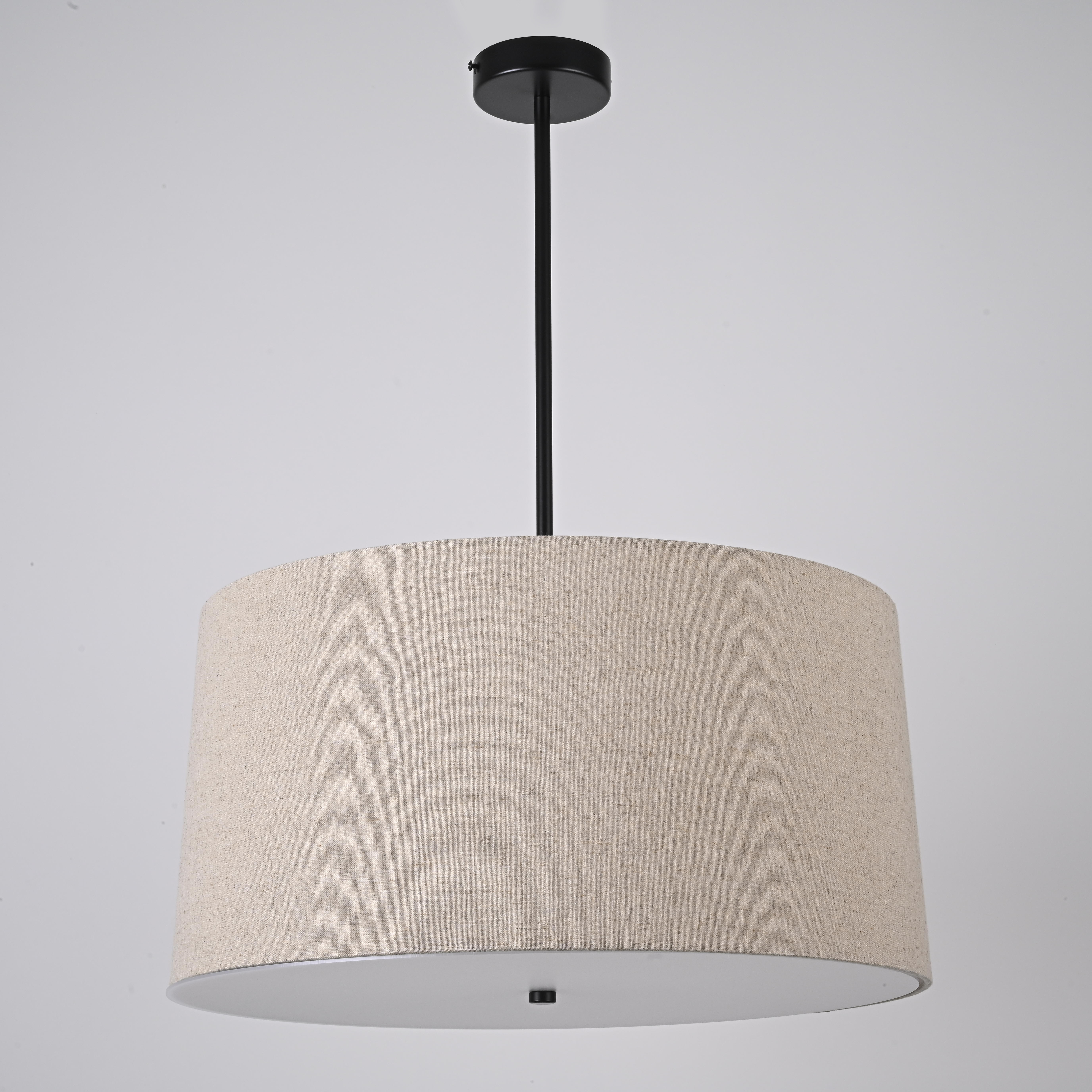 Подвесной светильник RH ROUND Linen Shade Pendant 50*50*25 см, 3*E27*60W, ImperiumLoft 40.1557, Коричневый