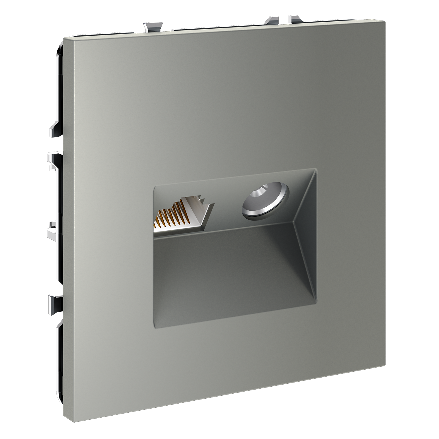 Розетка телевизионная встраиваемая TV+RJ45 кат. 6, сталь Voltum S70 VLS060705, Пластик Soft touch