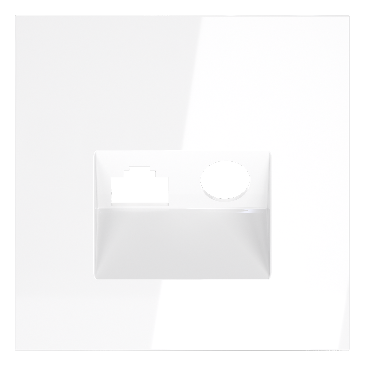 Накладка для розетки TV+RJ45 кат. 6, белый глянцевый Voltum S70 VLS002701, Пластик глянцевая