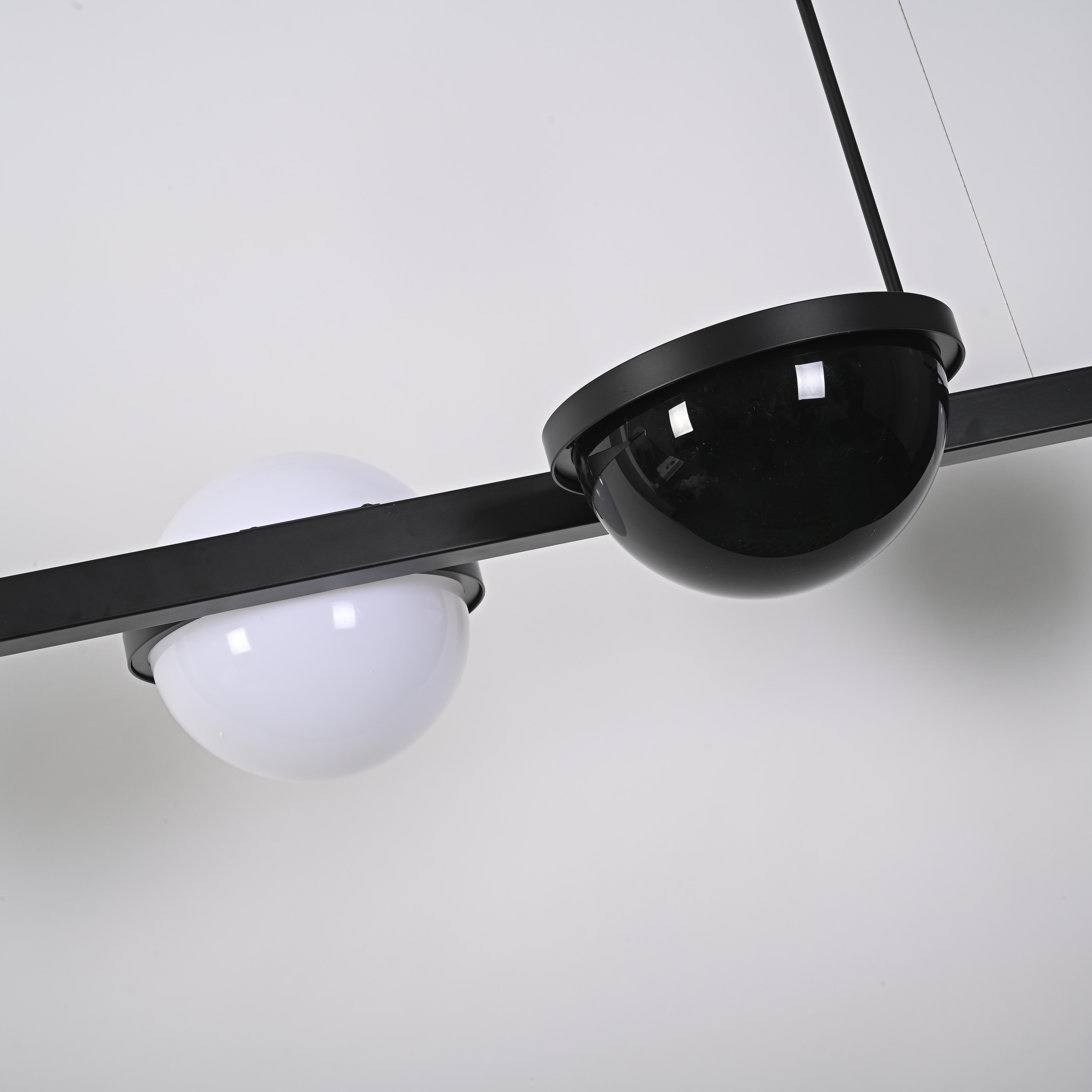 Реечный подвесной светильник PALMA Wall lamp 3 шара + 1 вазон горизонтальная 195*48*47 см, 4*LED*10, 2W, 3000, 4000, 5000K, ImperiumLoft 22.93726, Чёрный