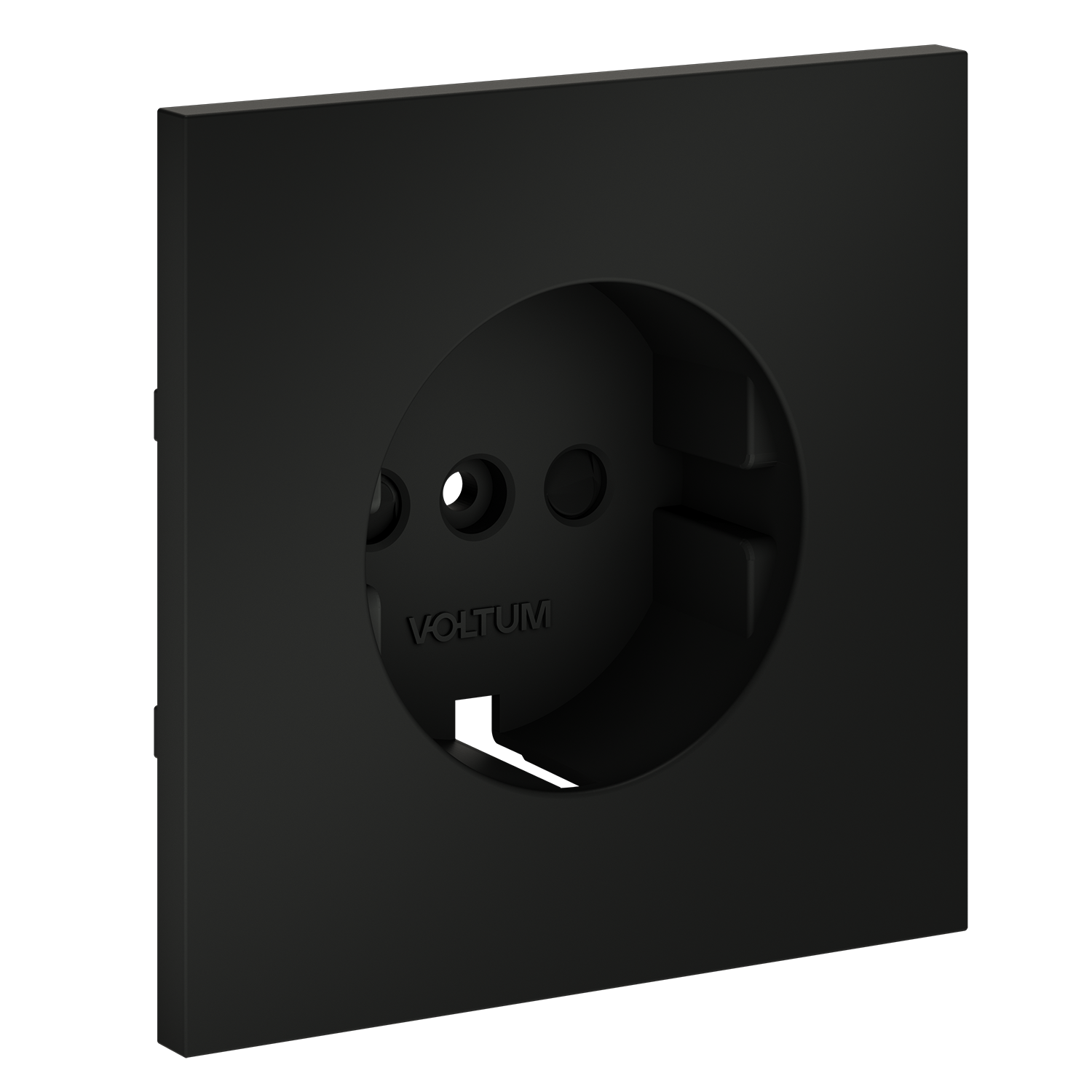 Накладка для розетки с заземлением и защитными шторками, черный матовый Voltum S70 VLS000708, Пластик Soft touch