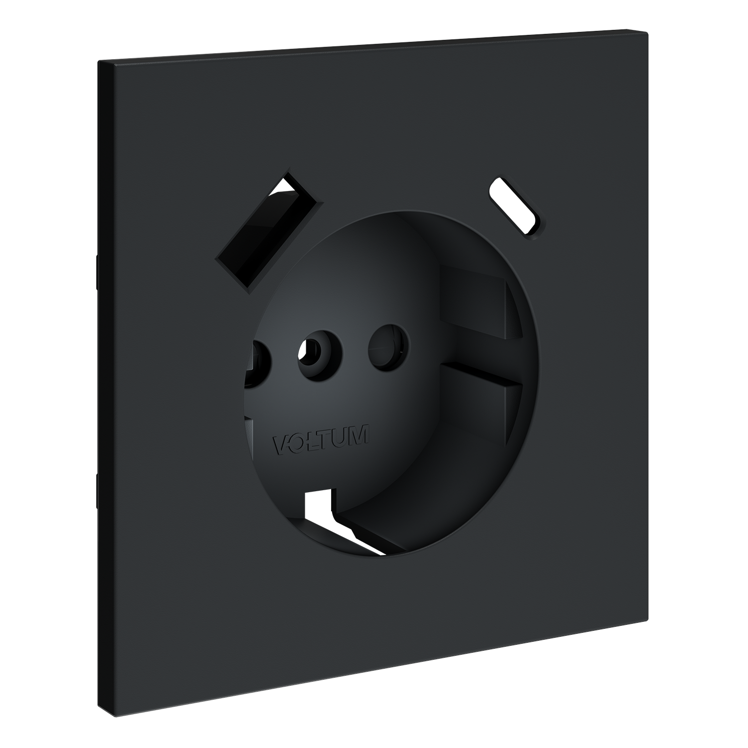 Накладка для розетки с заземлением и защитными шторками, с USB A+C, графит Voltum S70 VLS001007, Пластик Soft touch