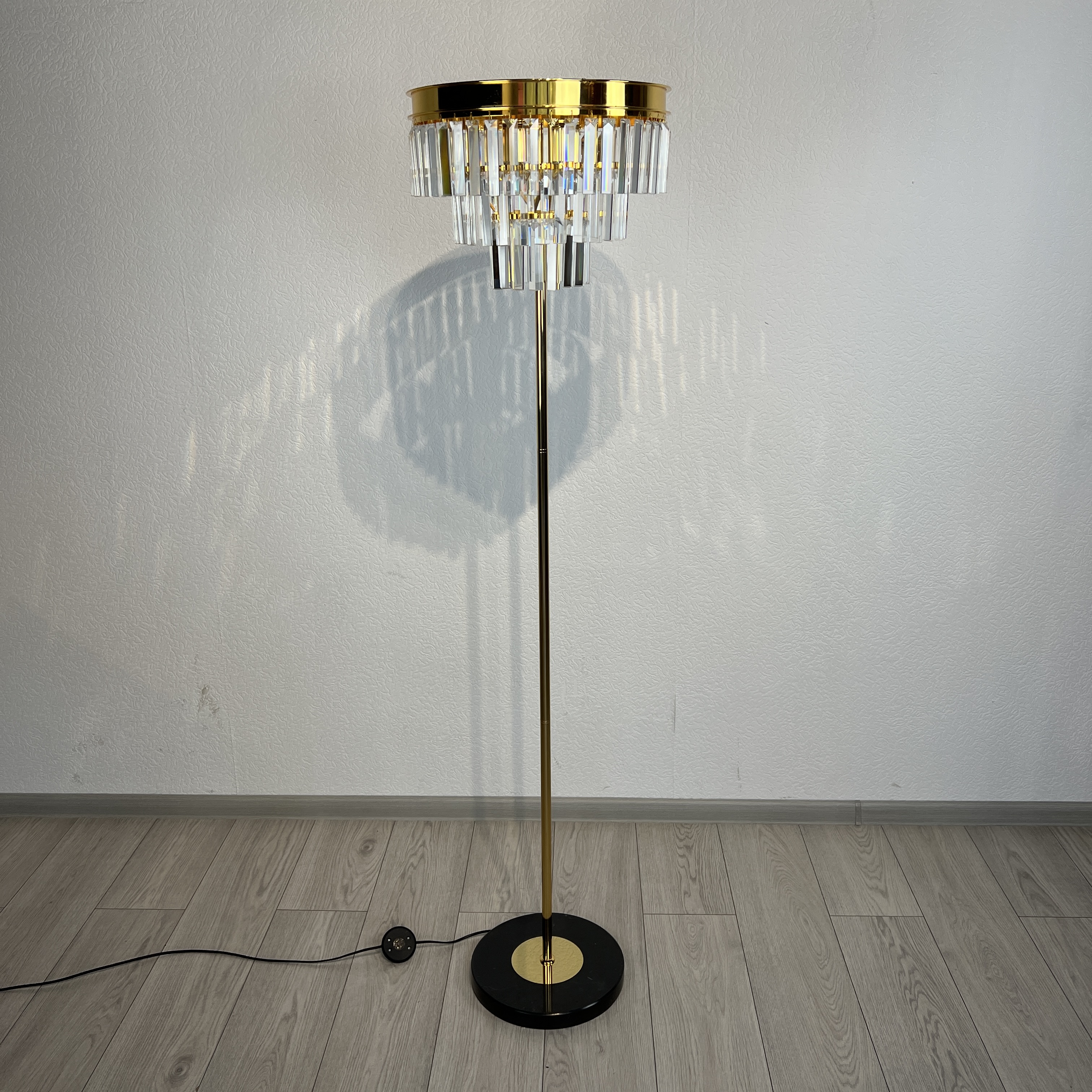 Торшер RH 1920S Odeon Clear Glass Floor Lamp GOLD 50*50*50 см, 4*E14*40W, ImperiumLoft 241415-22, Золотистый, Чёрный