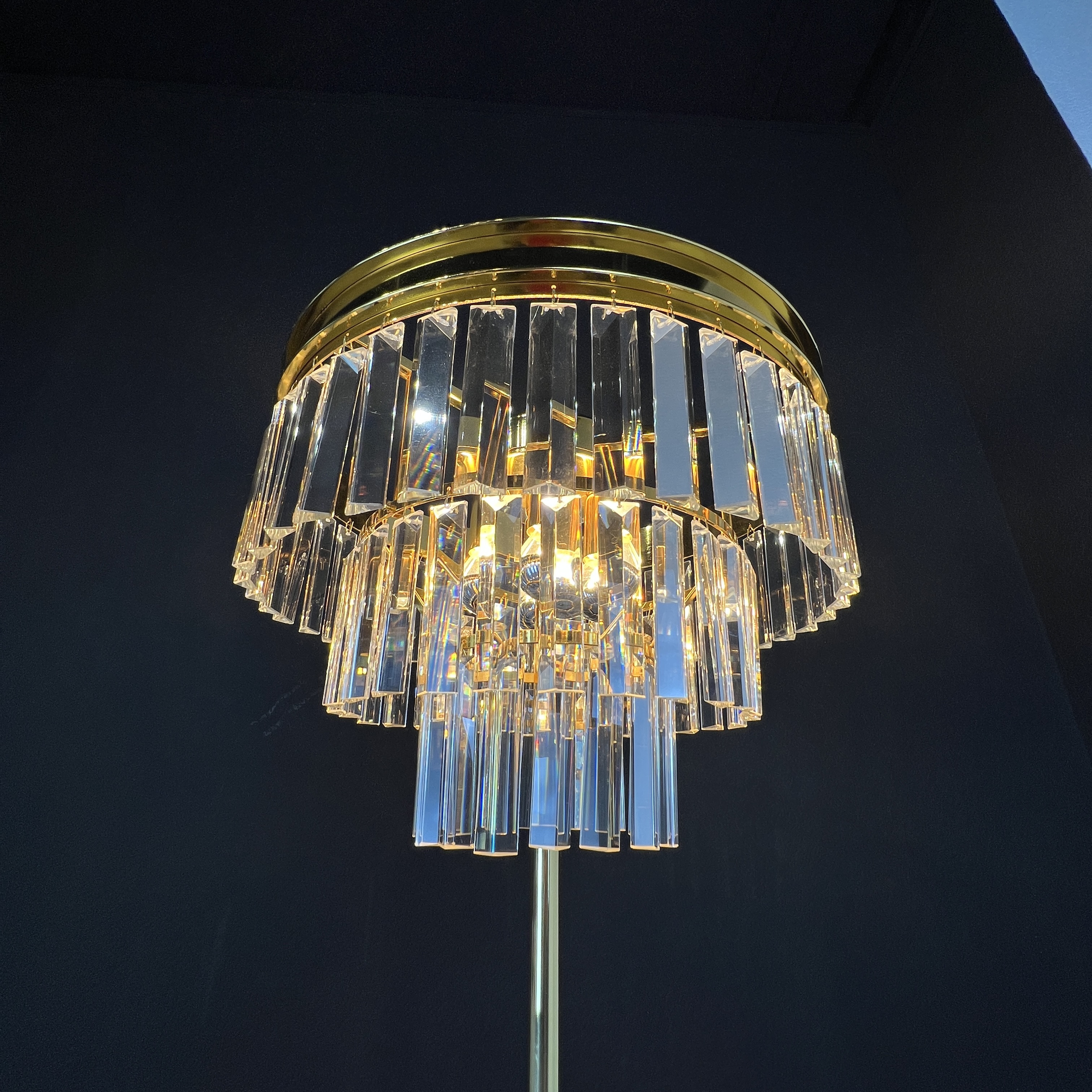 Торшер RH 1920S Odeon Clear Glass Floor Lamp GOLD 50*50*50 см, 4*E14*40W, ImperiumLoft 241415-22, Золотистый, Чёрный