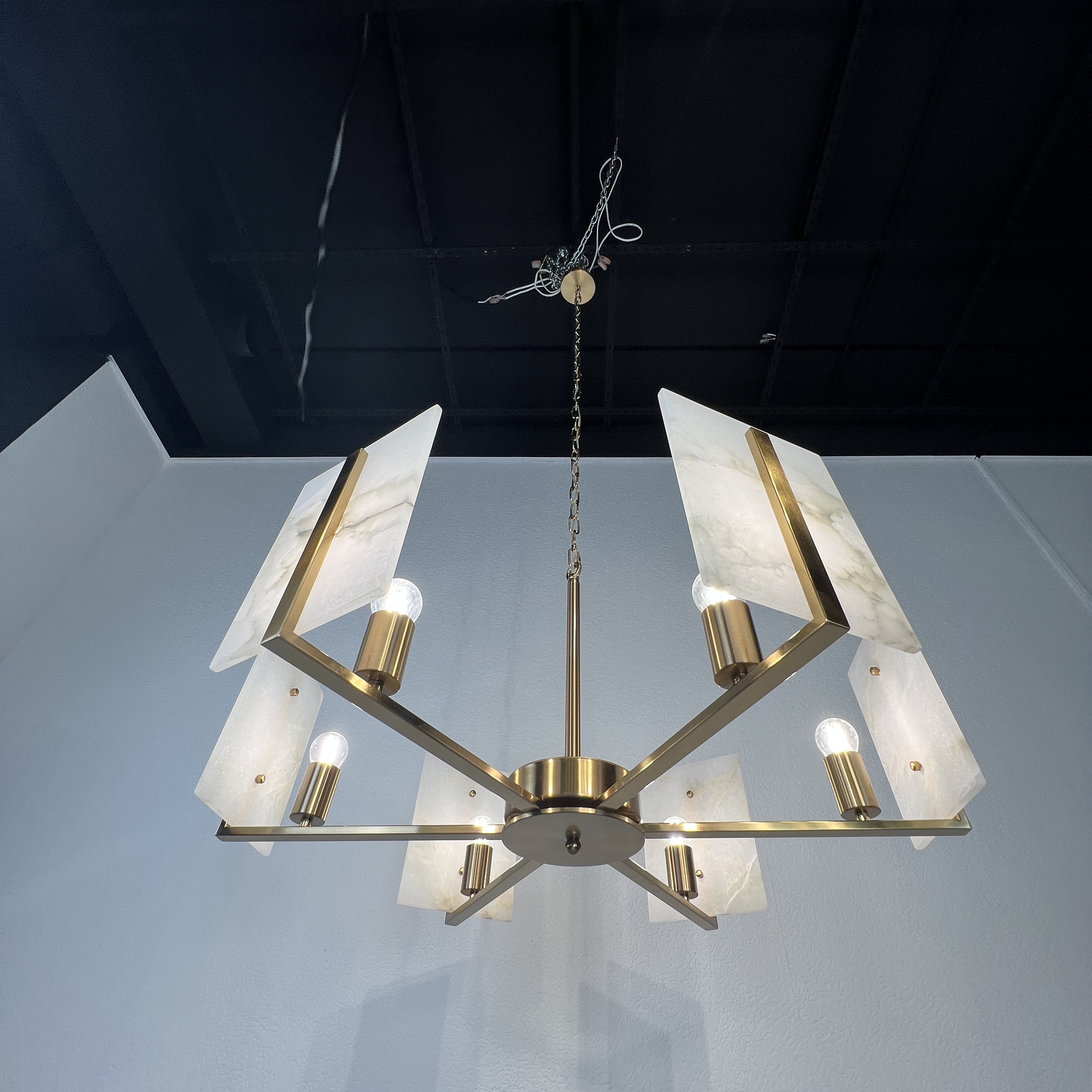 Люстра Marble square Chandelier 78*78*46 см, 6*E27*60W, ImperiumLoft 40.1233, Латунь