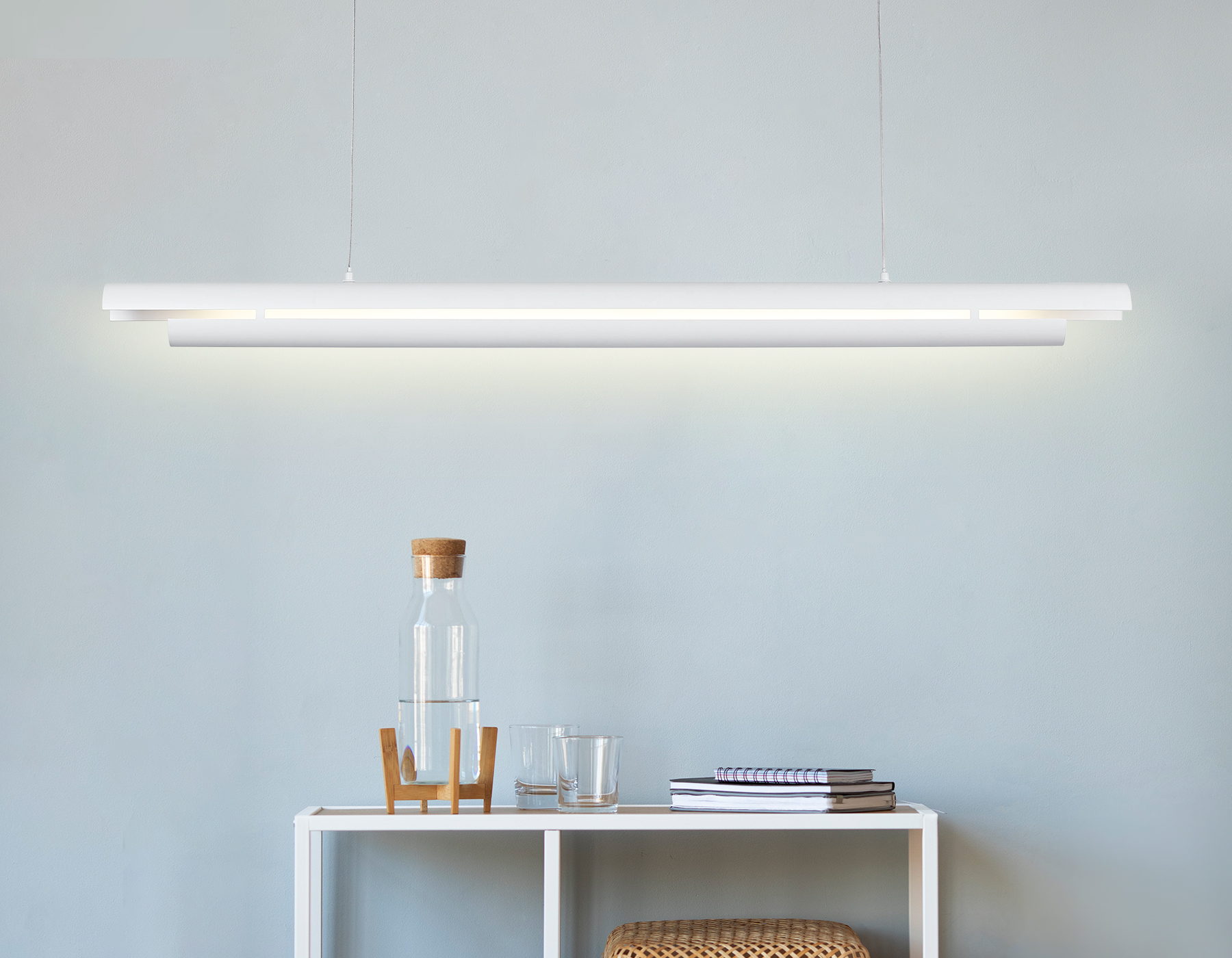 Подвесной светодиодный светильник 94,5*6*6-106 см, **W, 4200K, Ambrella Light Techno Spot TN71336, белый