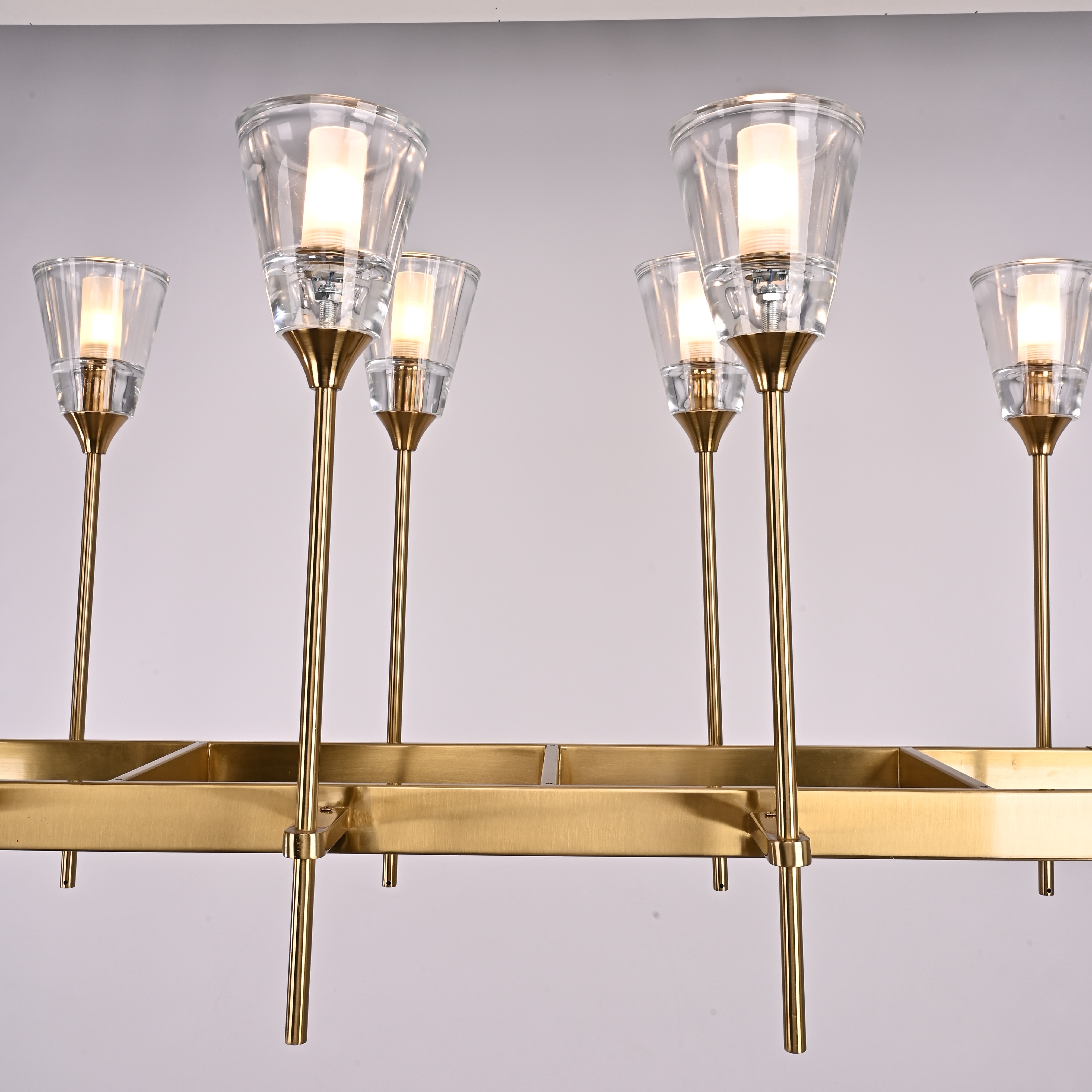 Люстра на штанге TORCHE DE VERRE Linear Chandelier 12 139*45*50 см, 12*G9*40W, ImperiumLoft 40.1548, Латунь