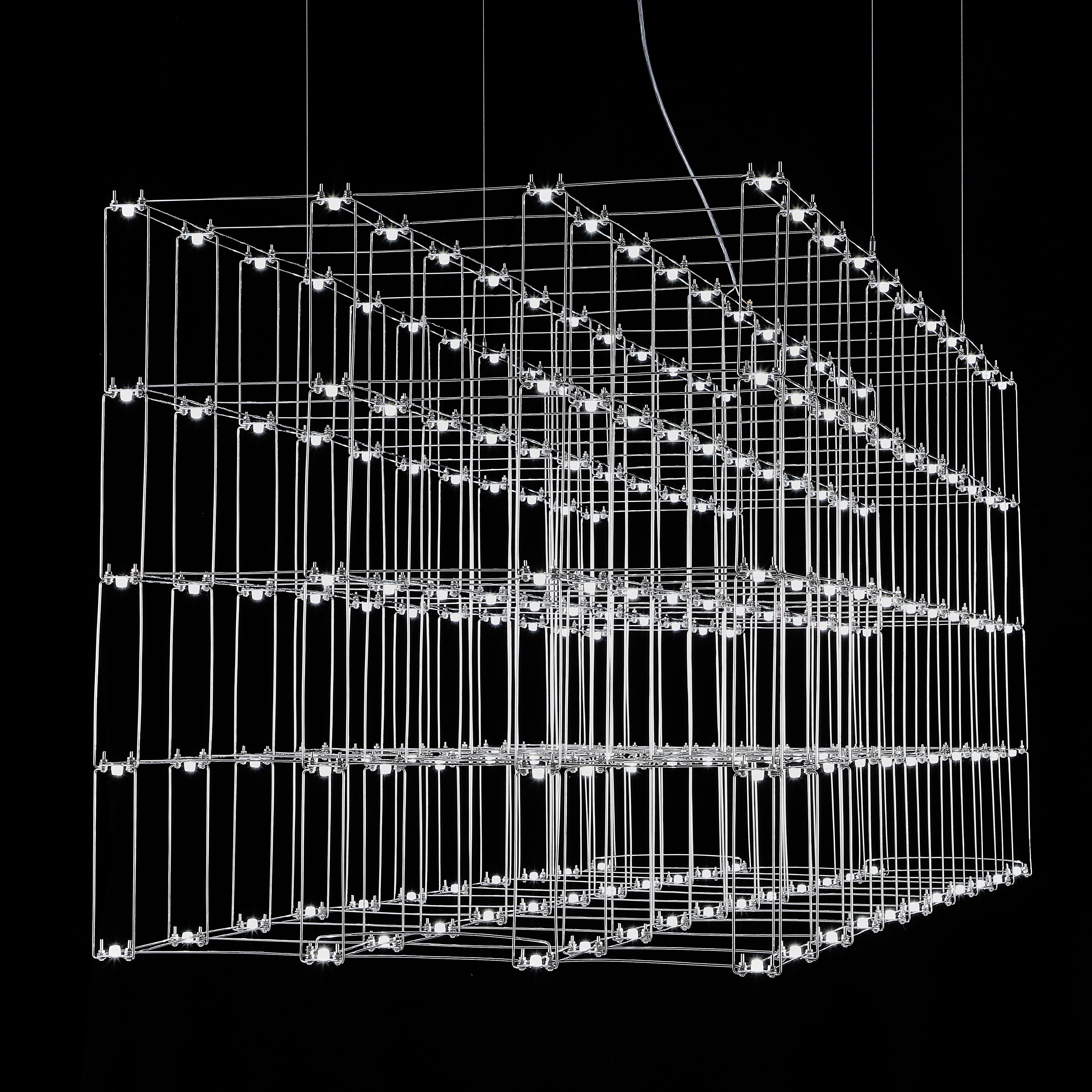 Подвесная люстра Quasar Cosmos Square LED pendant light 80/80/200 200*80*80 см, 220*LED*1W, ImperiumLoft 40.2440, Серебристый
