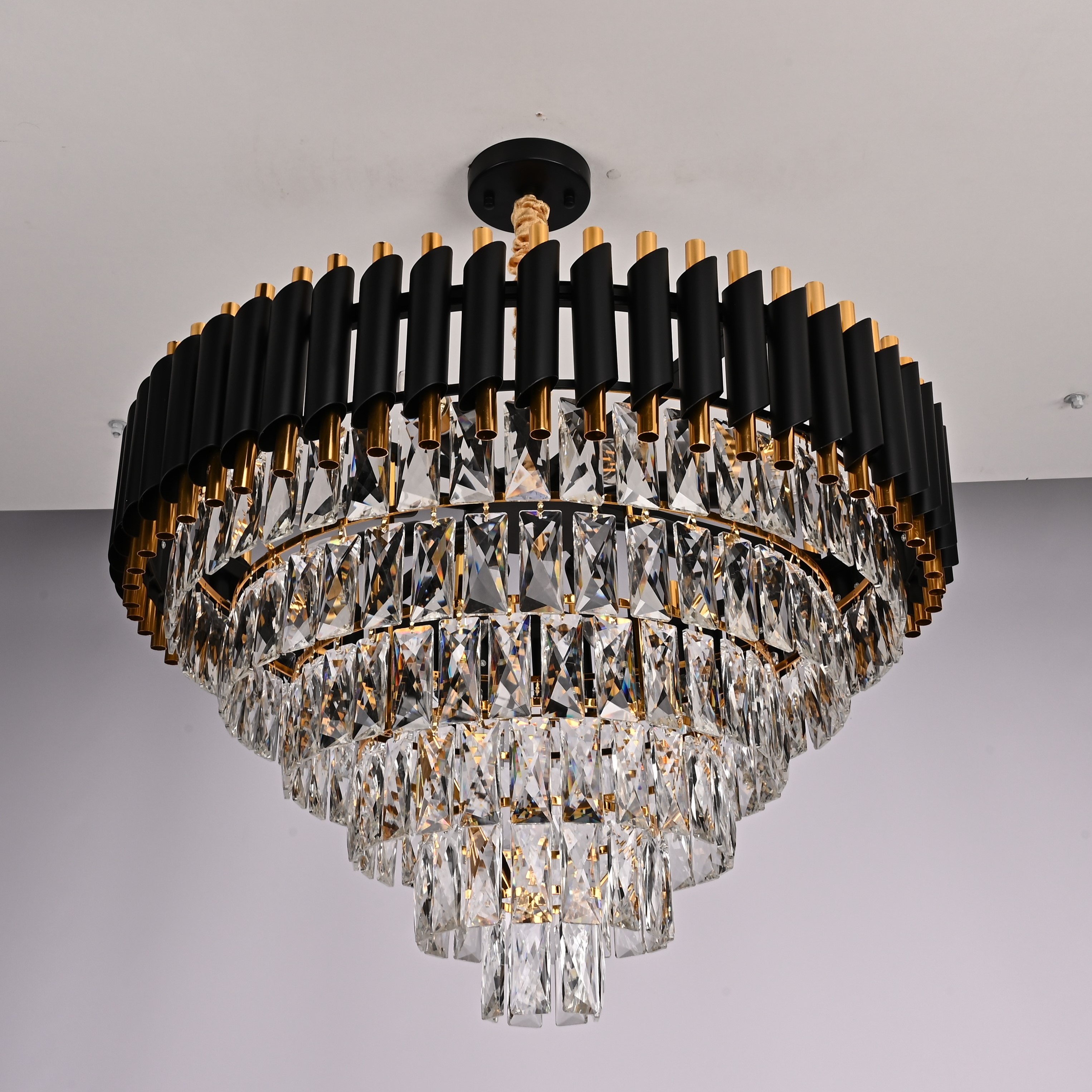 Подвесная люстра Empire Black Chandelier Crystal D 70 70*70*140 см, 8*E14*40W, ImperiumLoft 40.2862, Чёрный, Золотистый, Серебристый