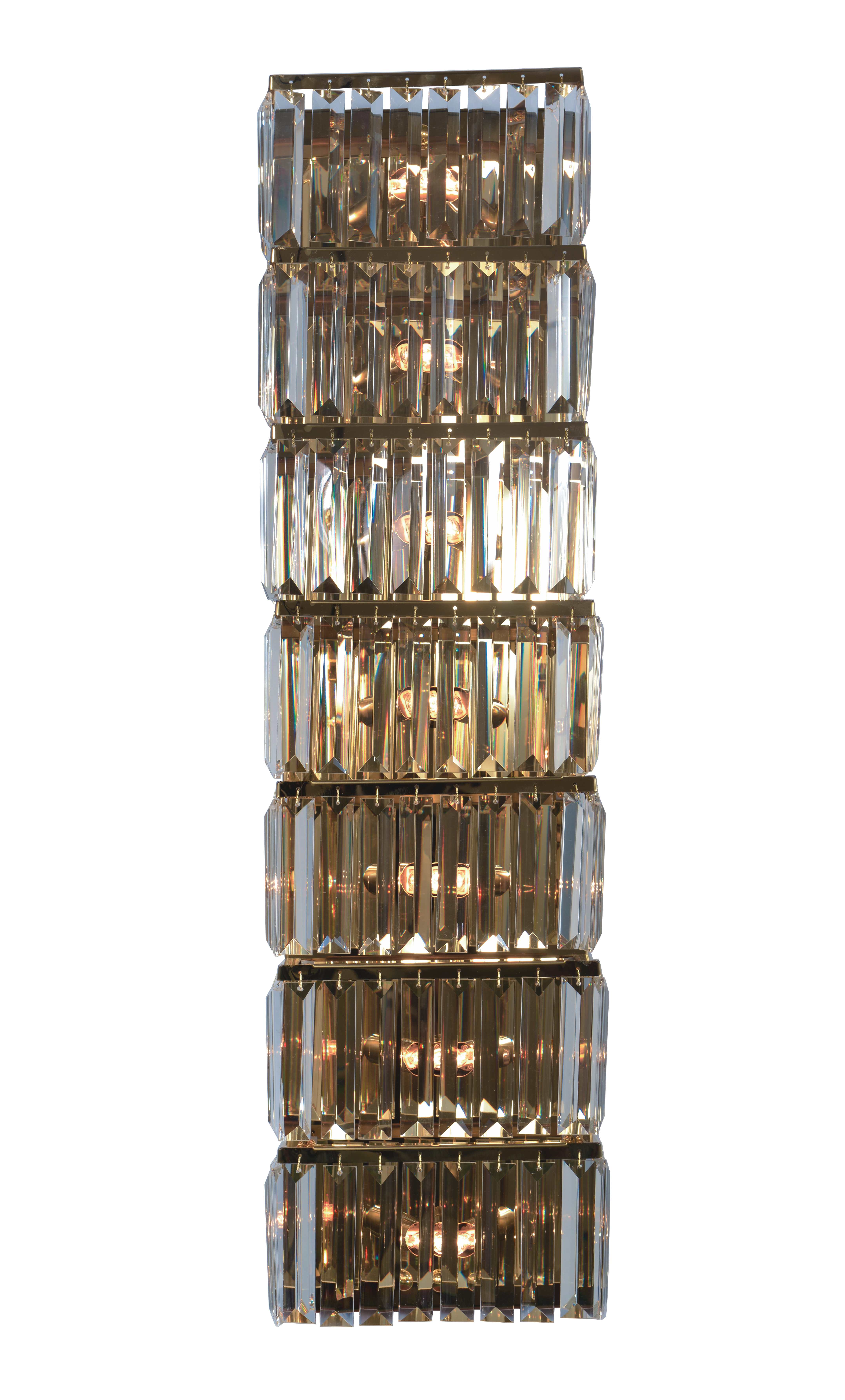 Бра W200*H800, мм, 7*10W(70W), GOLD+CLEAR (Золото + Прозрачный Хрусталь) NewRgy W2821E/7A GOLD H+CLEAR
