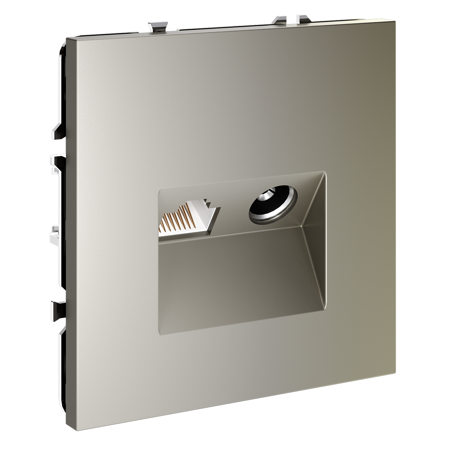 Розетка телевизионная встраиваемая TV+RJ45 кат. 6, шелк Voltum S70 VLS060704, Пластик Soft touch