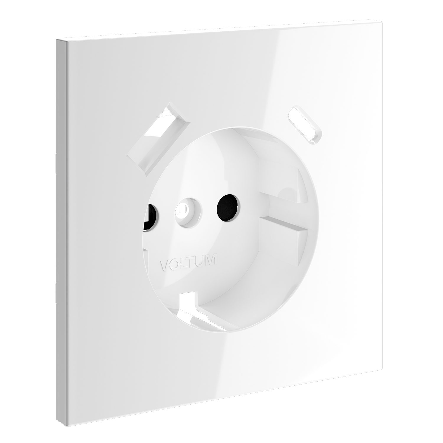 Накладка для розетки с заземлением и защитными шторками, с USB A+C, белый глянцевый Voltum S70 VLS001001, Пластик глянцевая