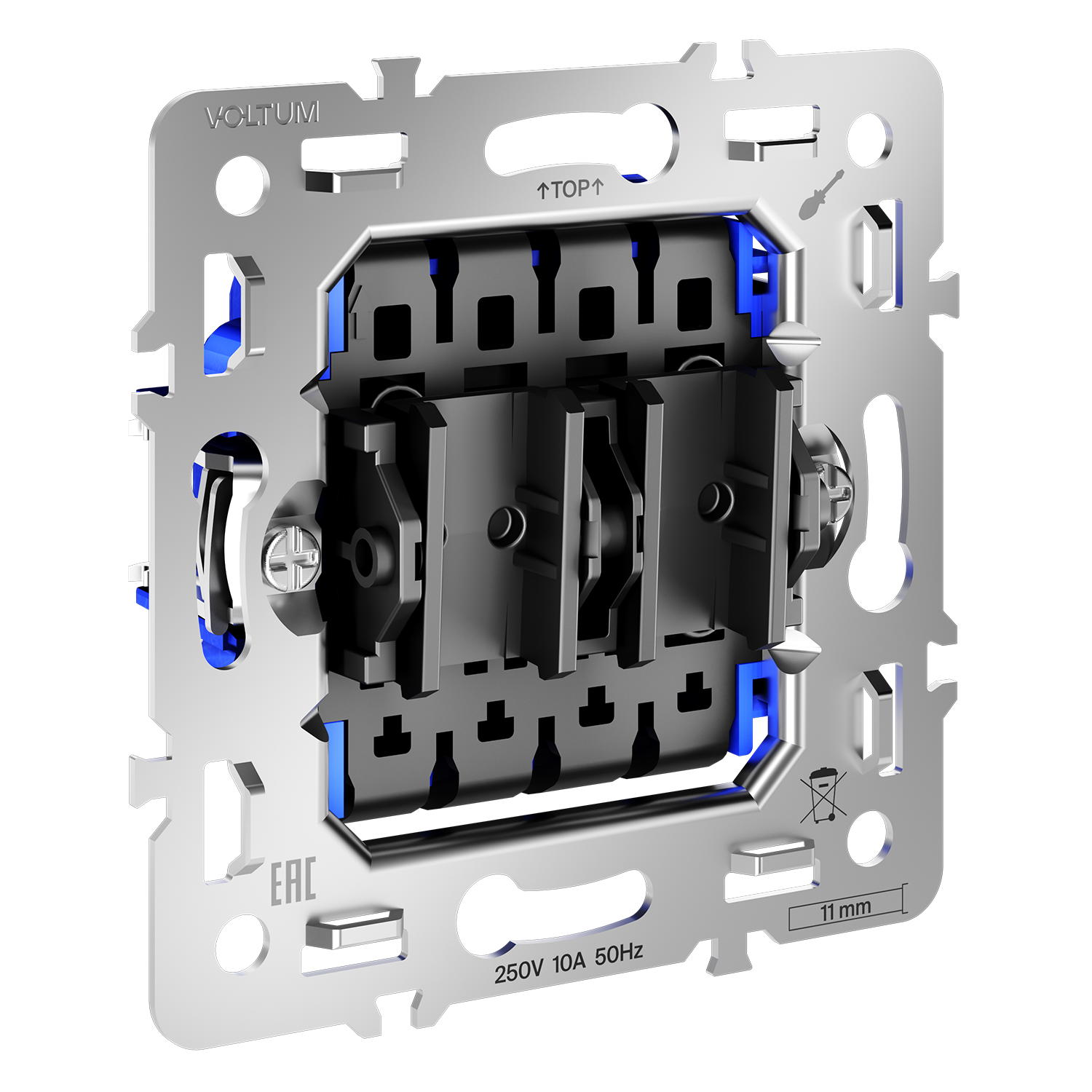 Механизм перекрестного переключателя двухклавишного 10А, S70 Voltum S70 VLS0205M, Металл