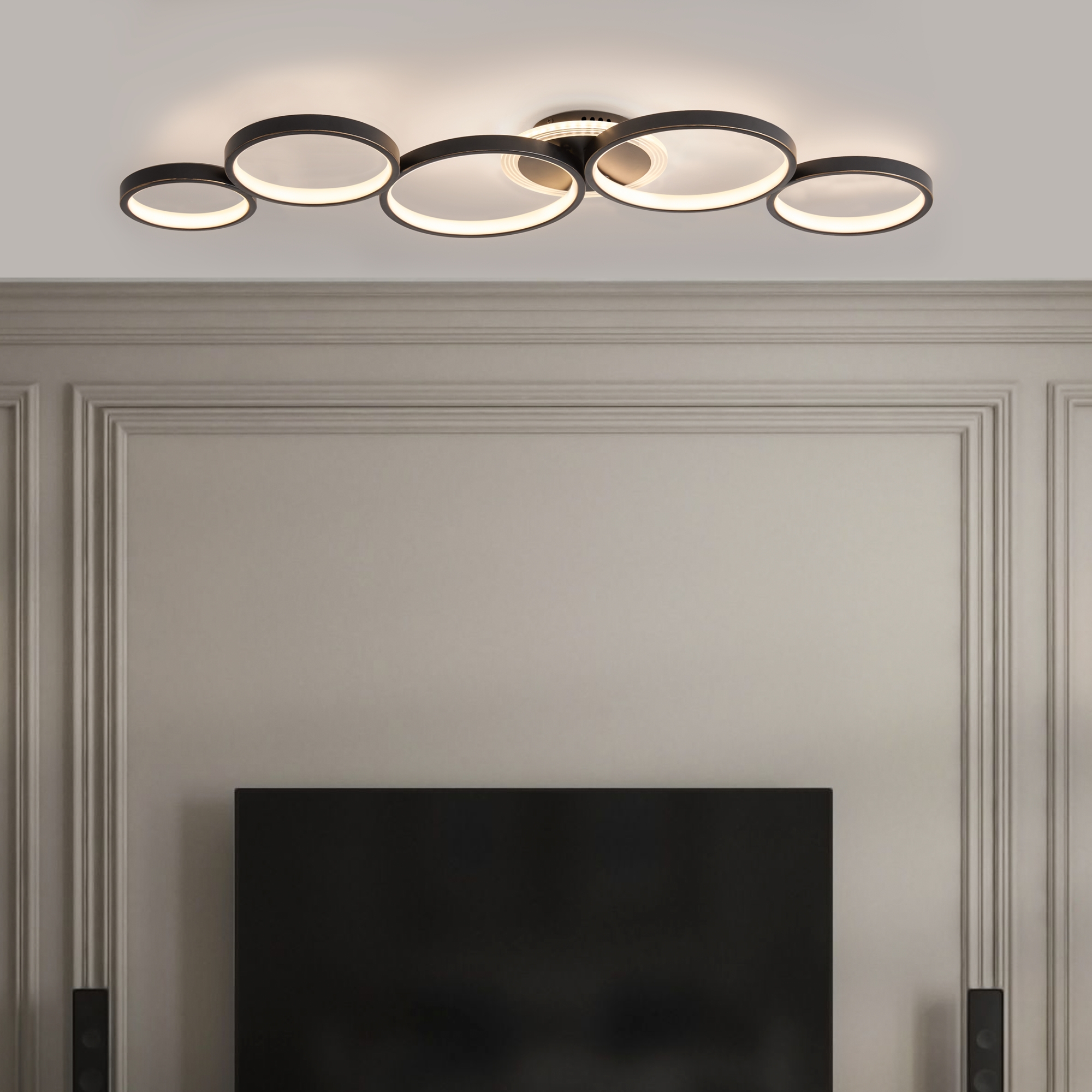 Светильник 94,5*40,5*6-6 см, *LED*150W, 3000-5700K, Freya Нео Гео/Neo Geo FR6201CL-L150GB, Черный и Золото