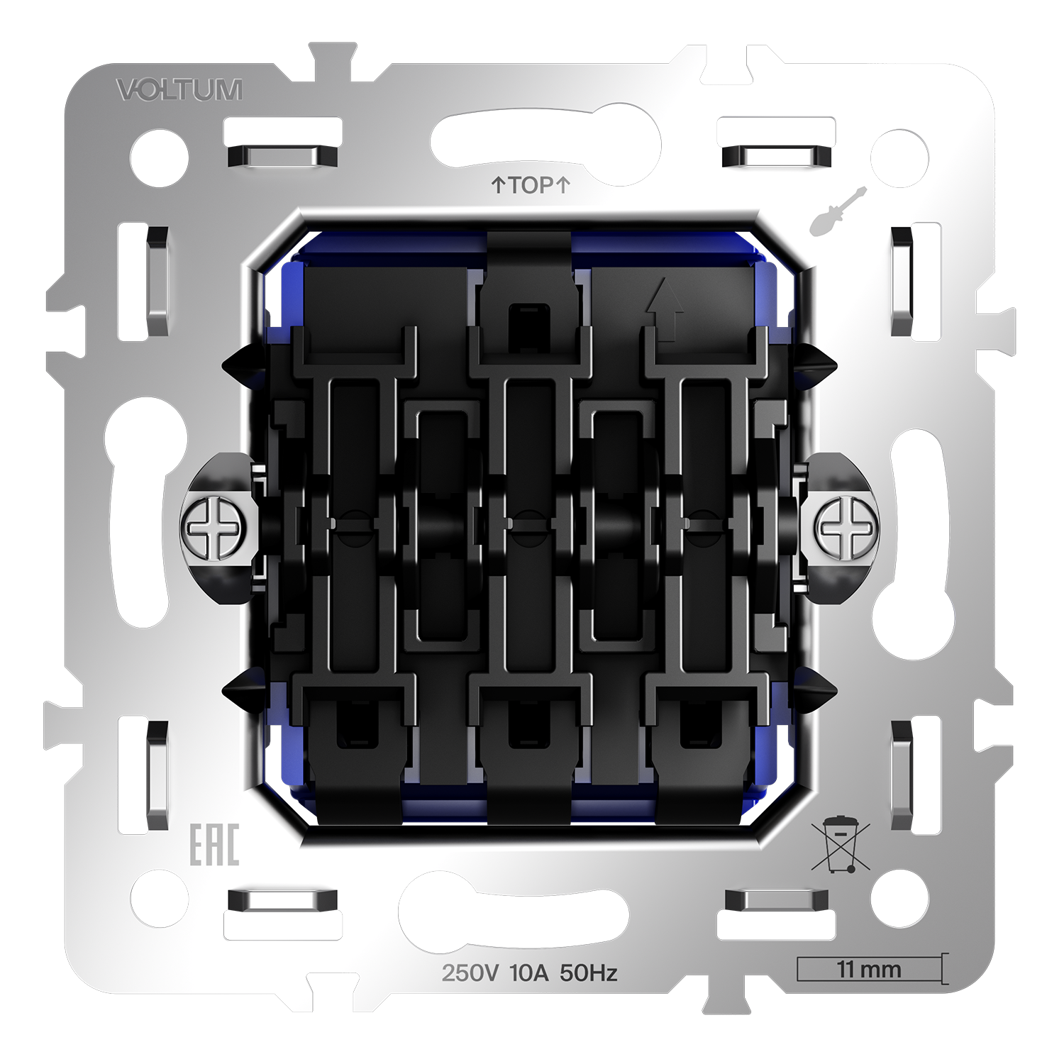 Механизм выключателя трехклавишного 10А, S70 Voltum S70 VLS0301M, Металл