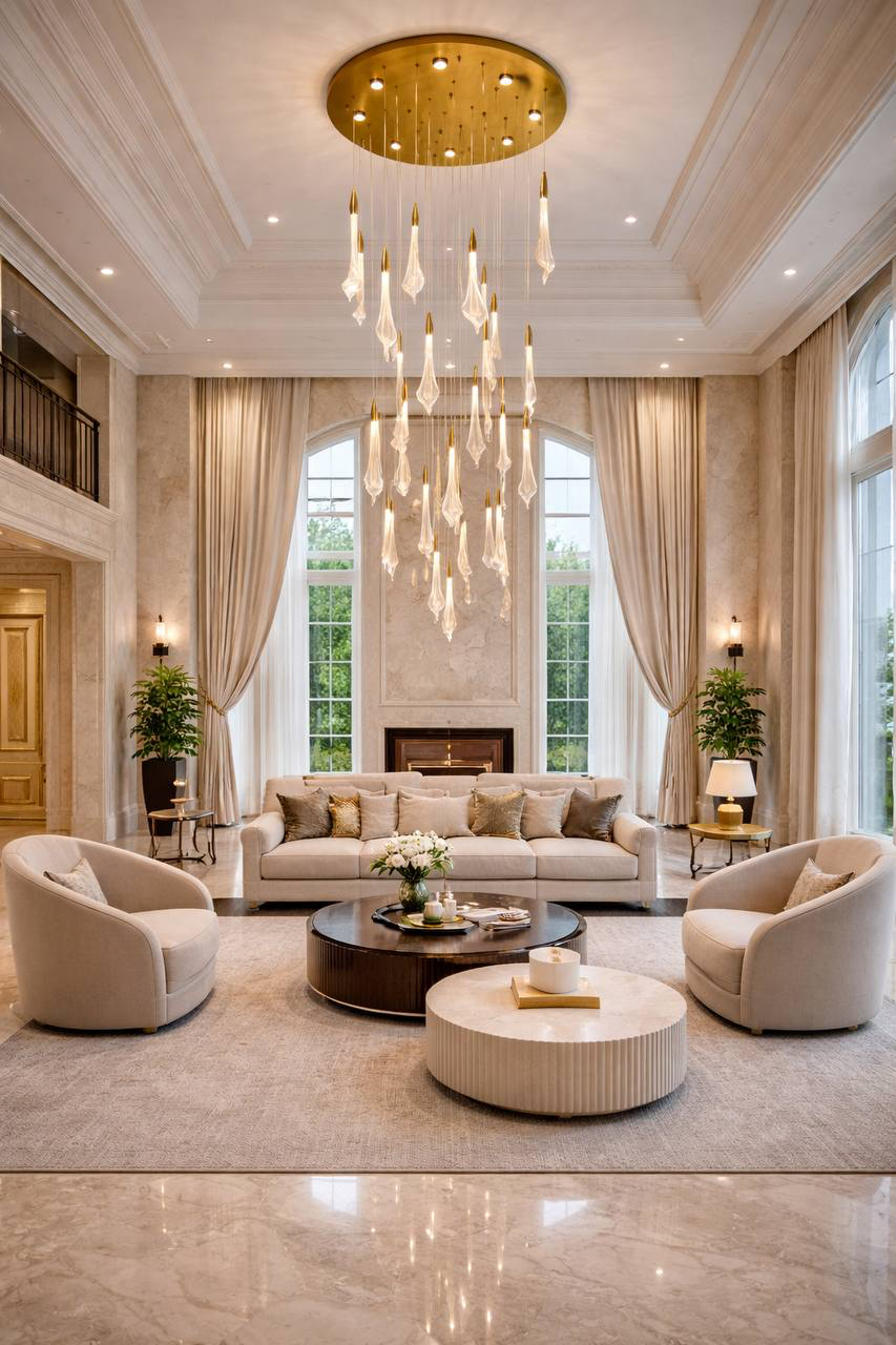 Люстра *80*300 см, LED*104W, 4000K, Modelux  ML.89181.25 BS, Латунь