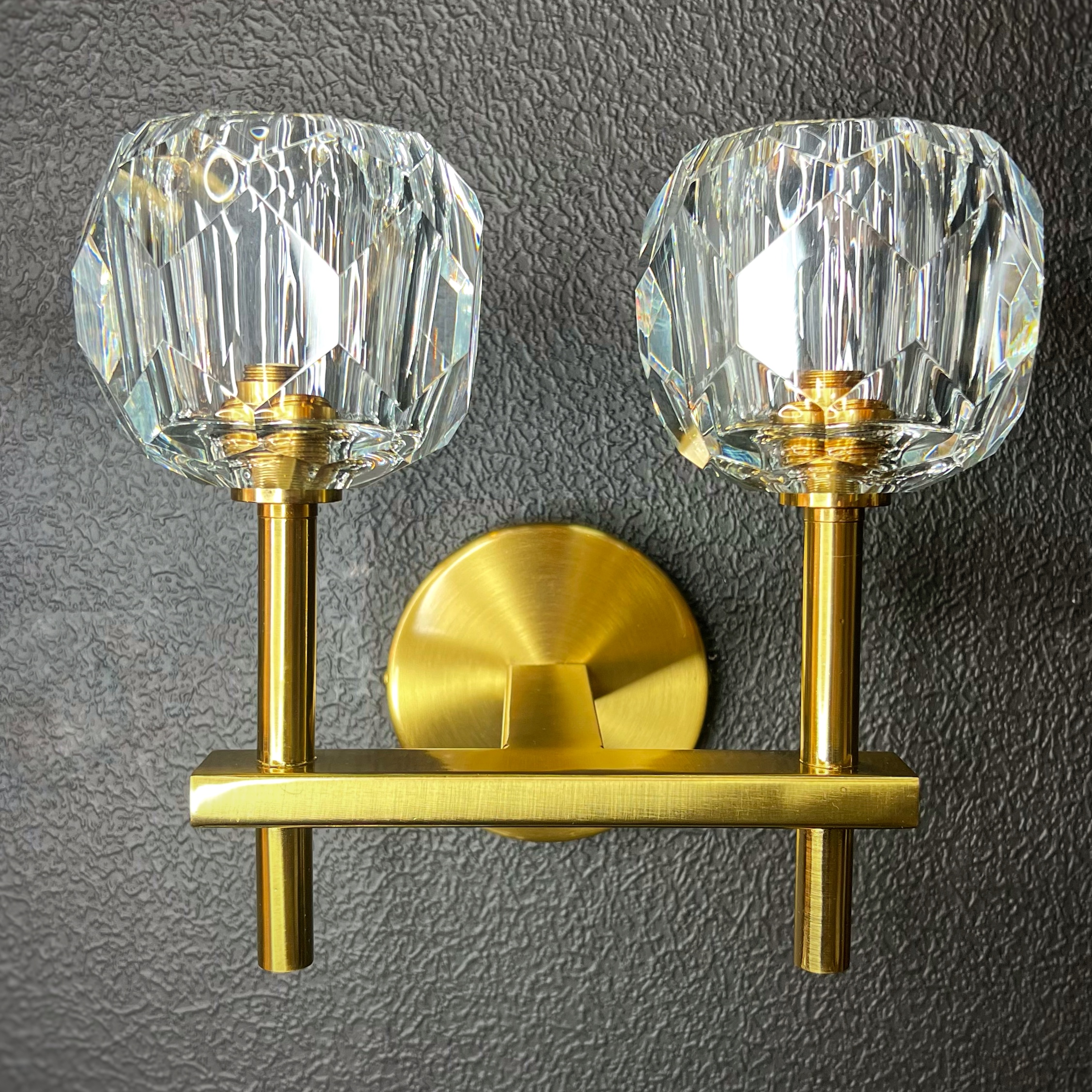 Бра Boule de Cristal Double Sconce Brass 16*13*22 см, 2*G9*40W, ImperiumLoft 44.233, Бронзовый
