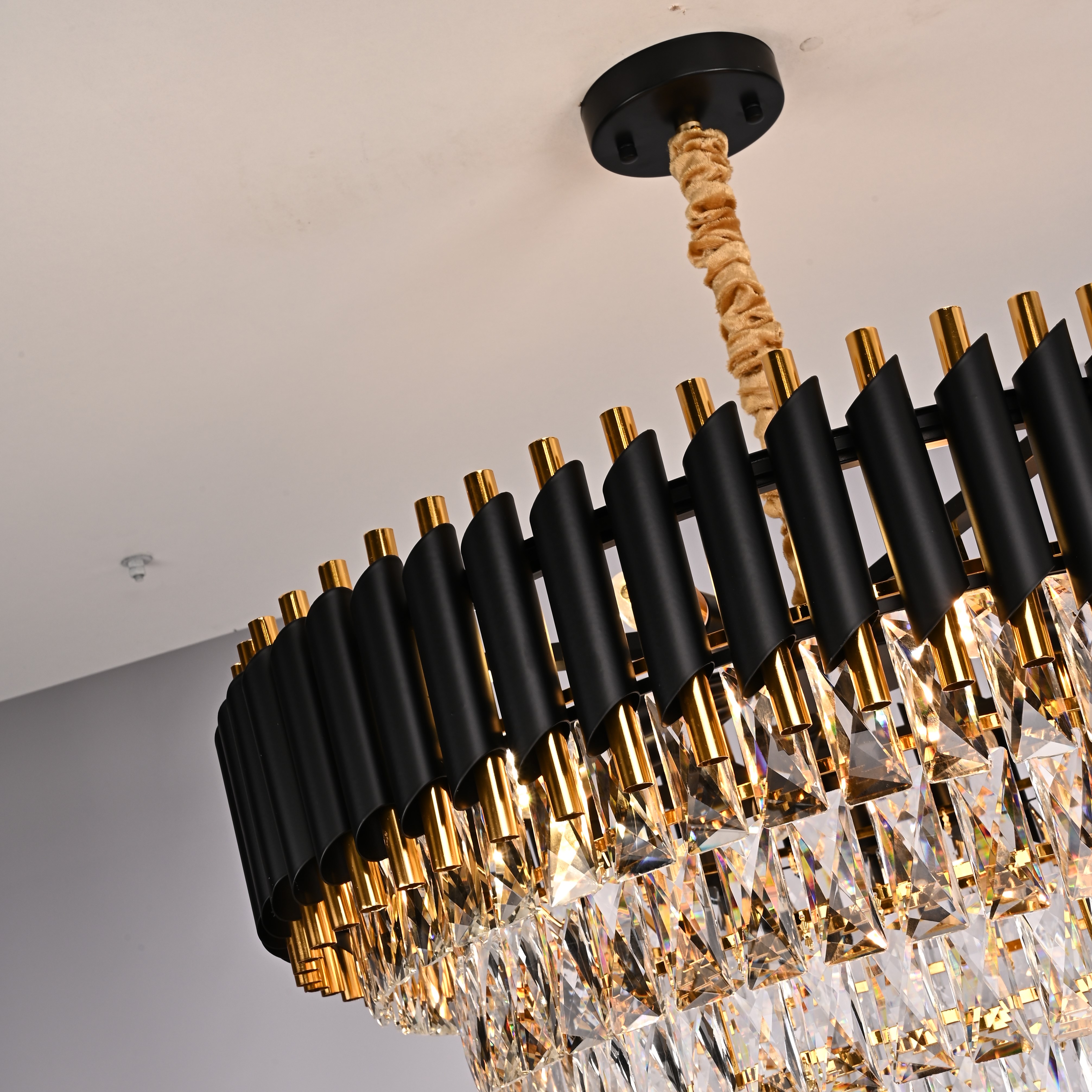 Подвесная люстра Empire Black Chandelier Crystal D 70 70*70*140 см, 8*E14*40W, ImperiumLoft 40.2862, Чёрный, Золотистый, Серебристый