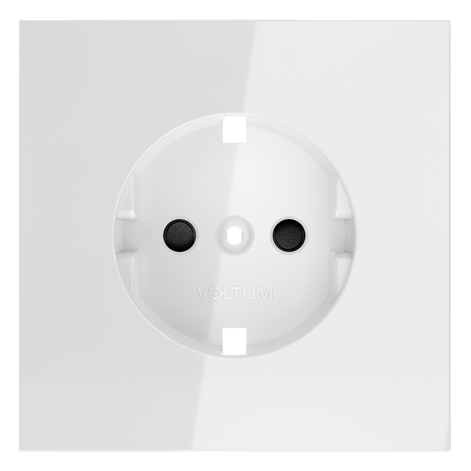 Накладка для розетки с заземлением и защитными шторками, белый глянцевый Voltum S70 VLS000701, Пластик глянцевая