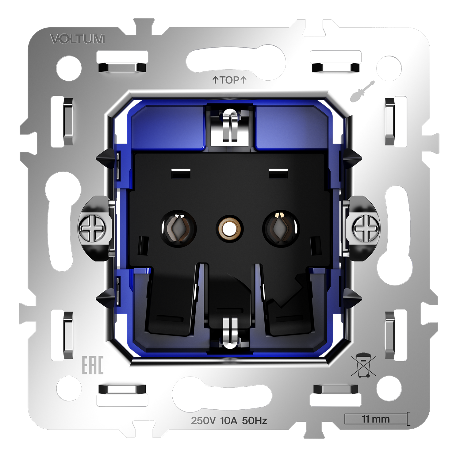 Механизм розетки с заземлением 16А, S70 Voltum S70 VLS0401M, Металл