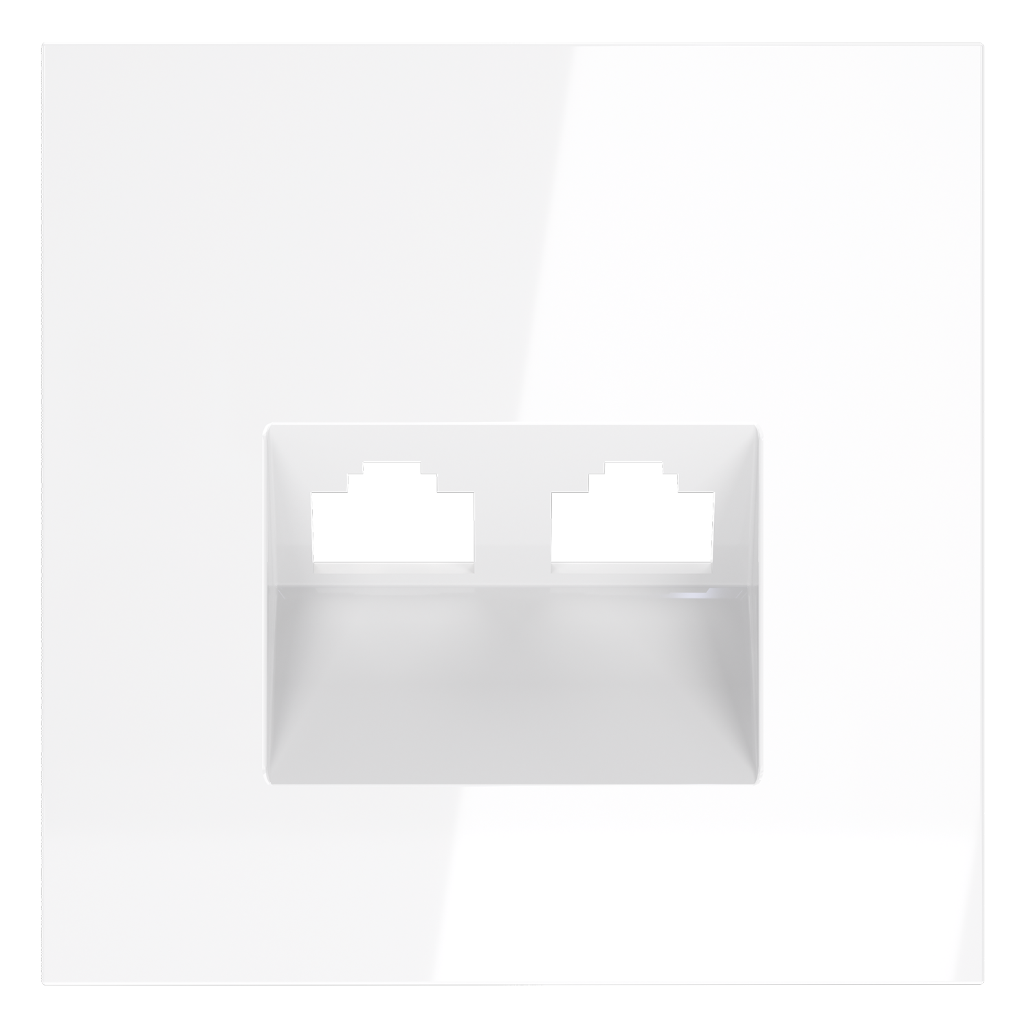 Накладка для розетки компьютерной двойной RJ45+RJ45 кат.6, белый глянцевый Voltum S70 VLS001401, Пластик глянцевая