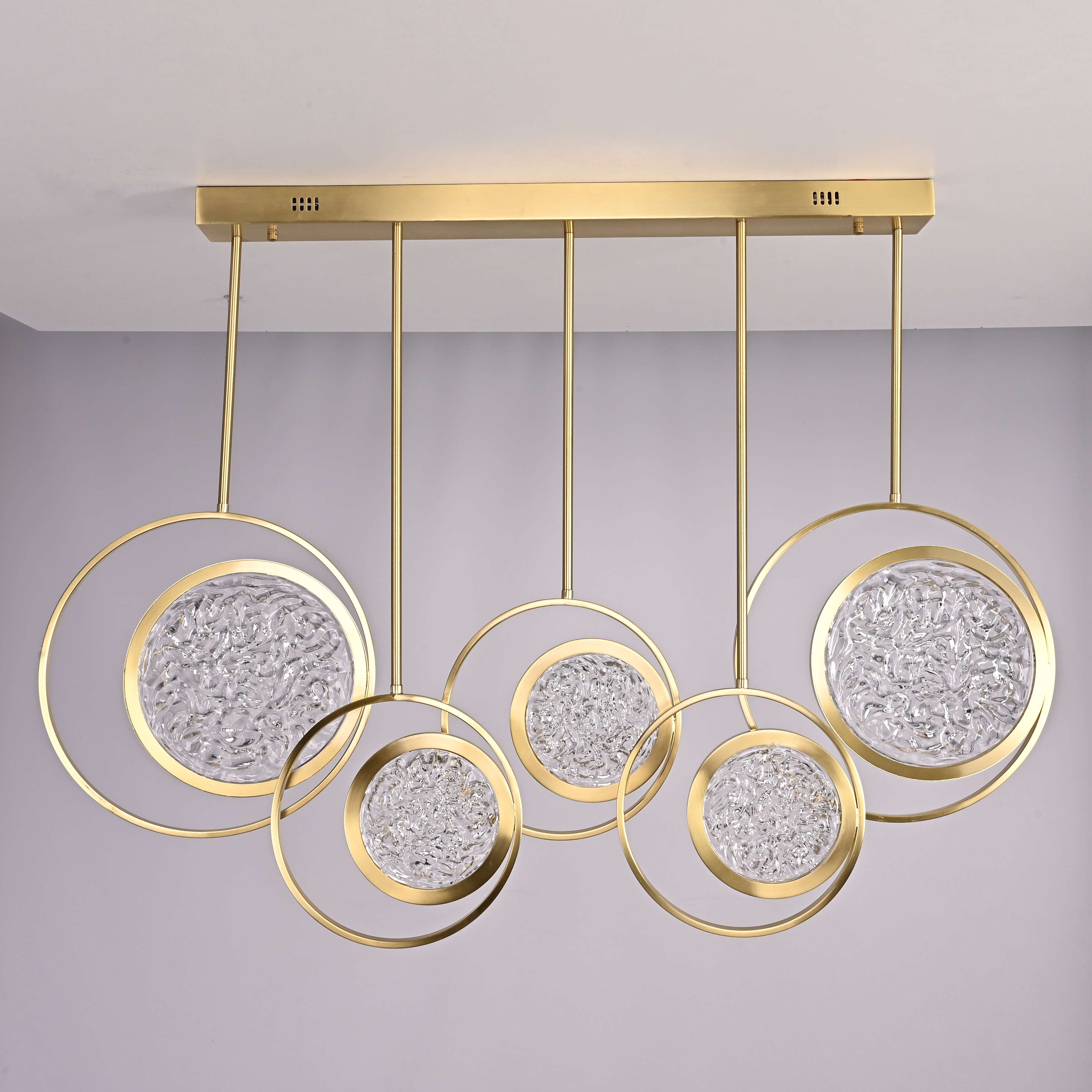 Дизайнерская люстра на штанге ЛУНА lighting collection L100 42*18*18 см, 5*LED*11W, 3000K, ImperiumLoft CAMEO01, Золотистый