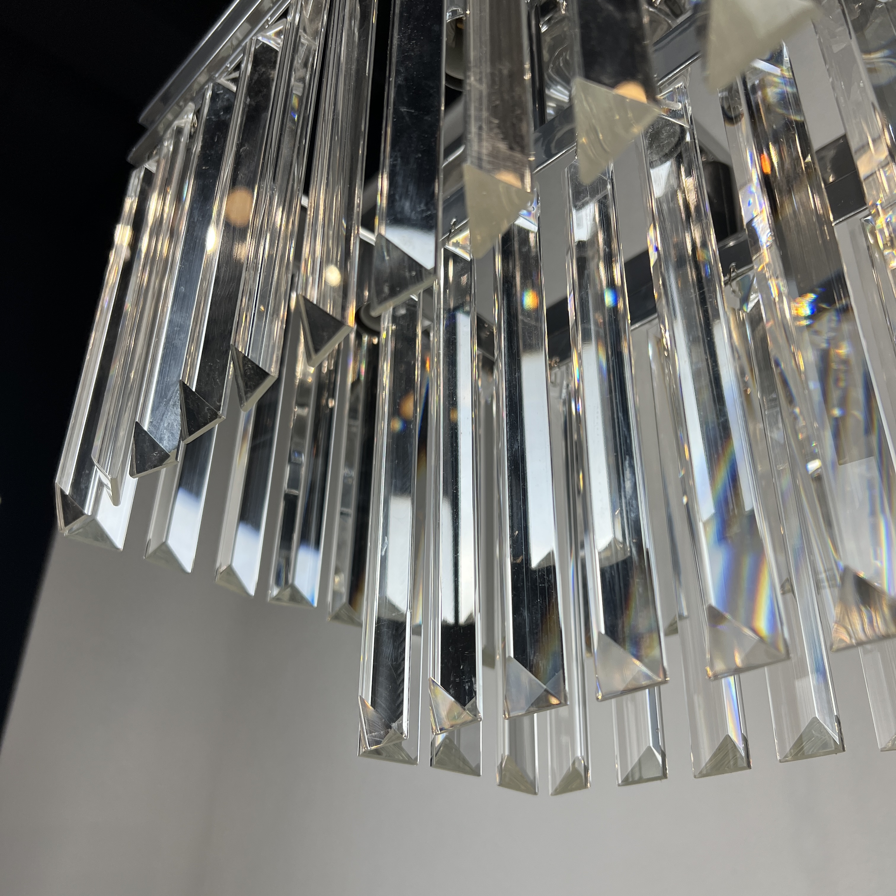 Подвесная люстра RH 1920S ODEON CLEAR GLASS FRINGE chrome 94*47*47 см, 8*E14*40W, ImperiumLoft 40.1536, Хром