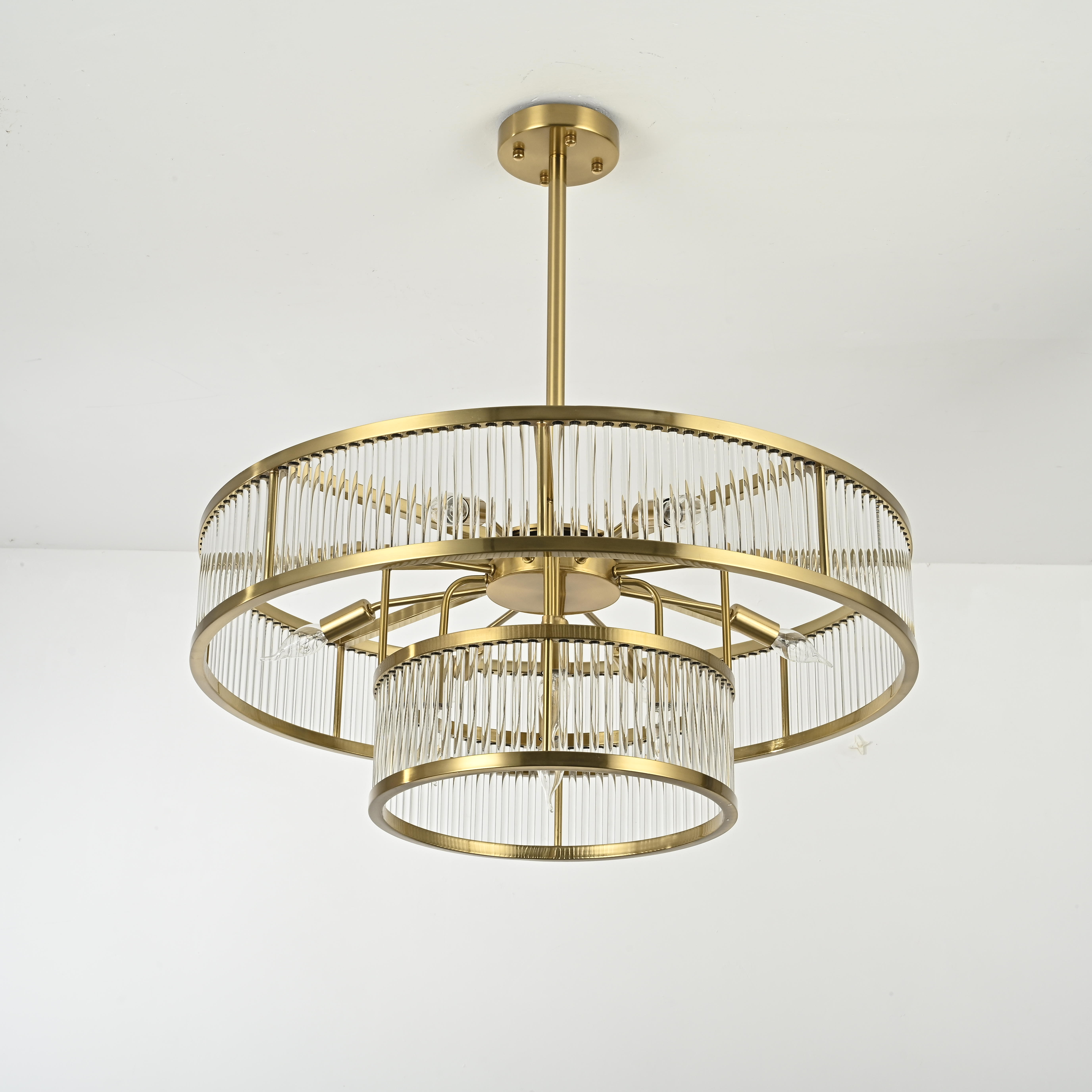 Люстра на штанге RH Marais Round Chandelier D80 80*80*30 см, 12*E14*40W, ImperiumLoft 40.2668, Латунь