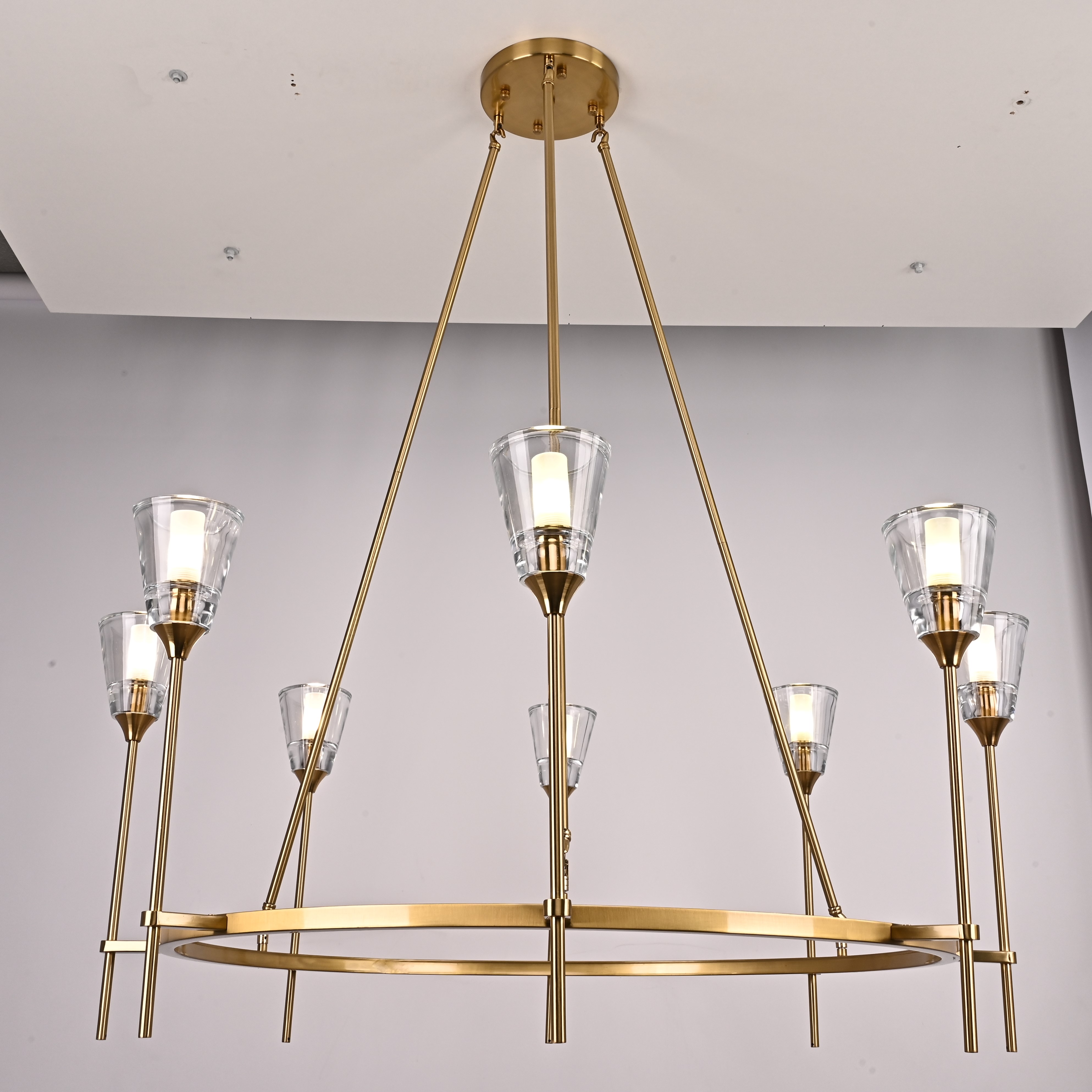 Люстра на штанге TORCHE DE VERRE Round Chandelier 8 116*116*50 см, 8*G9*40W, ImperiumLoft 40.1551, Латунь