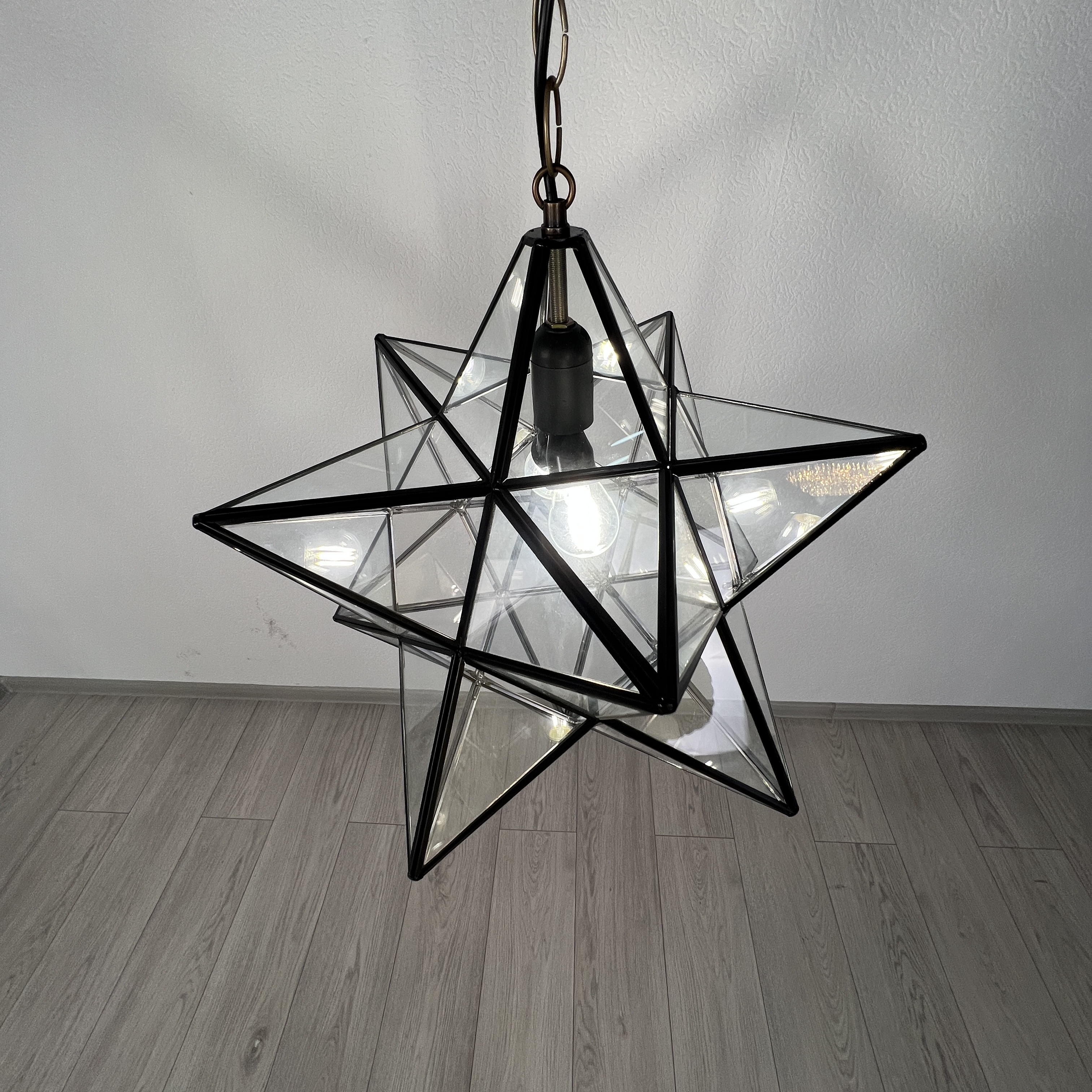 Люстра Black Star Clear Glass 40 см 40*40*42 см, 1*E27*60W, ImperiumLoft 101314-26, Чёрный