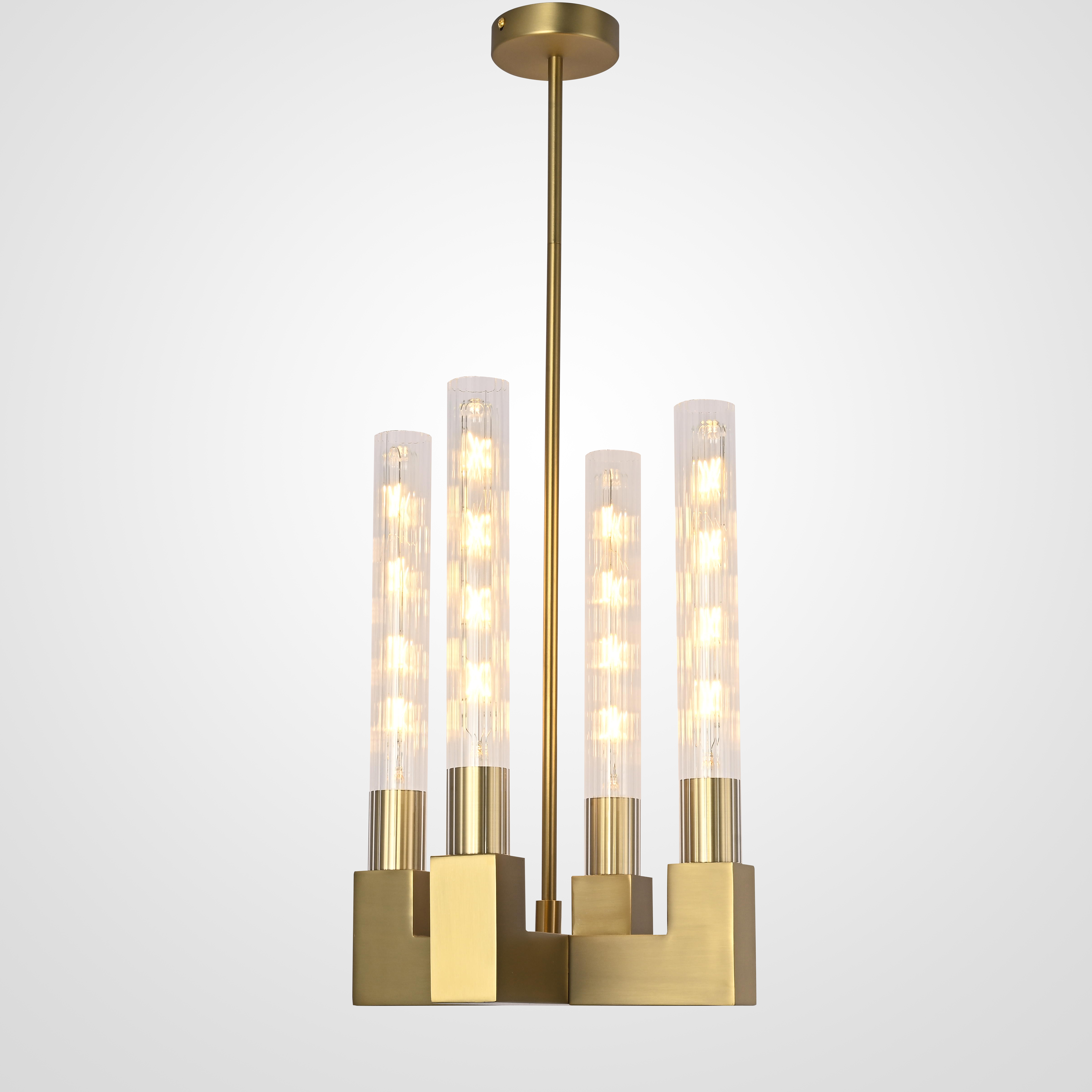 Люстра на штанге CANELLE Pendant lamp 4 Modern Brass 30*30*45 см, 4*E27*60W, ImperiumLoft 40.1566, Латунь